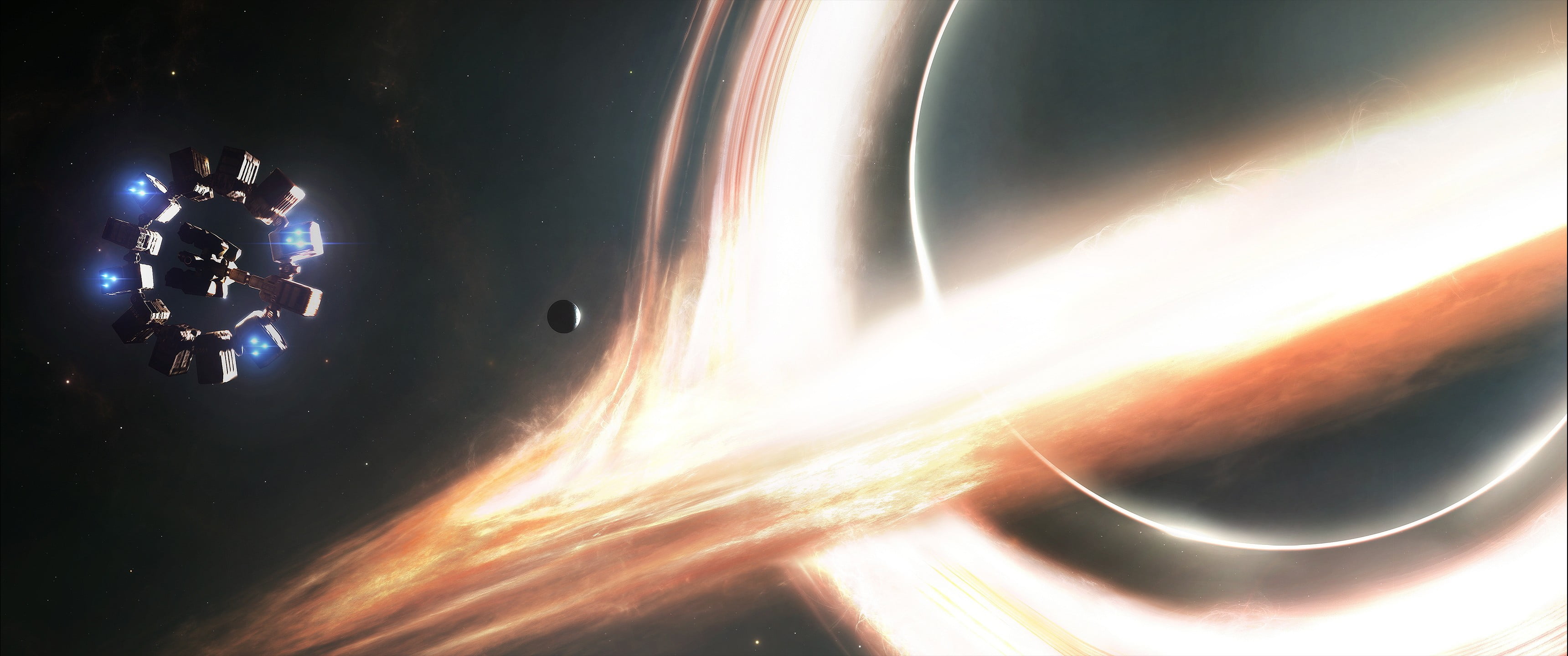 black holes Interstellar movie nature sky space night 2k