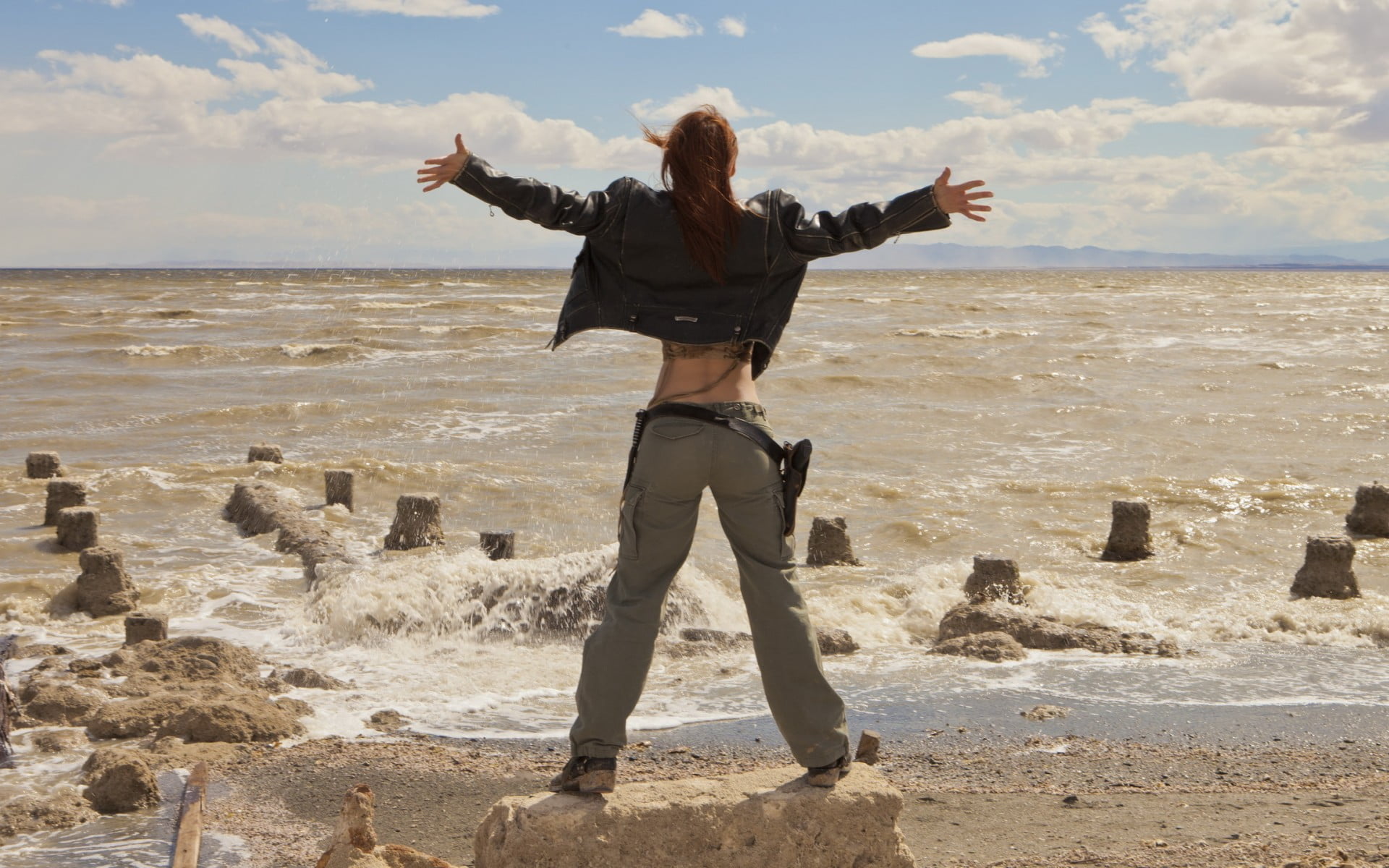 brown cargo pants beach women holster sea outdoors 2k