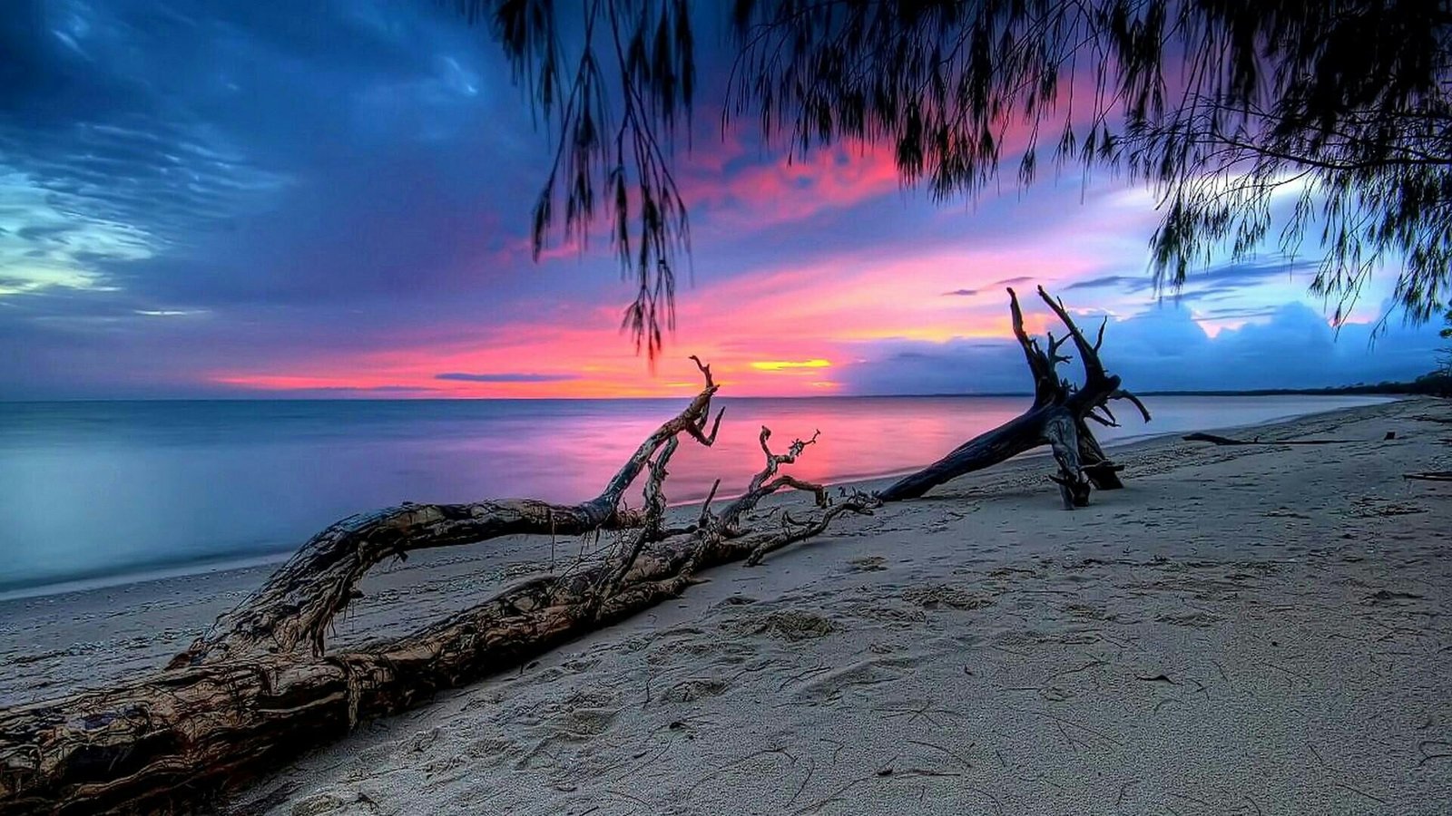 coastline sunset horizon sky evening beach silence 2k