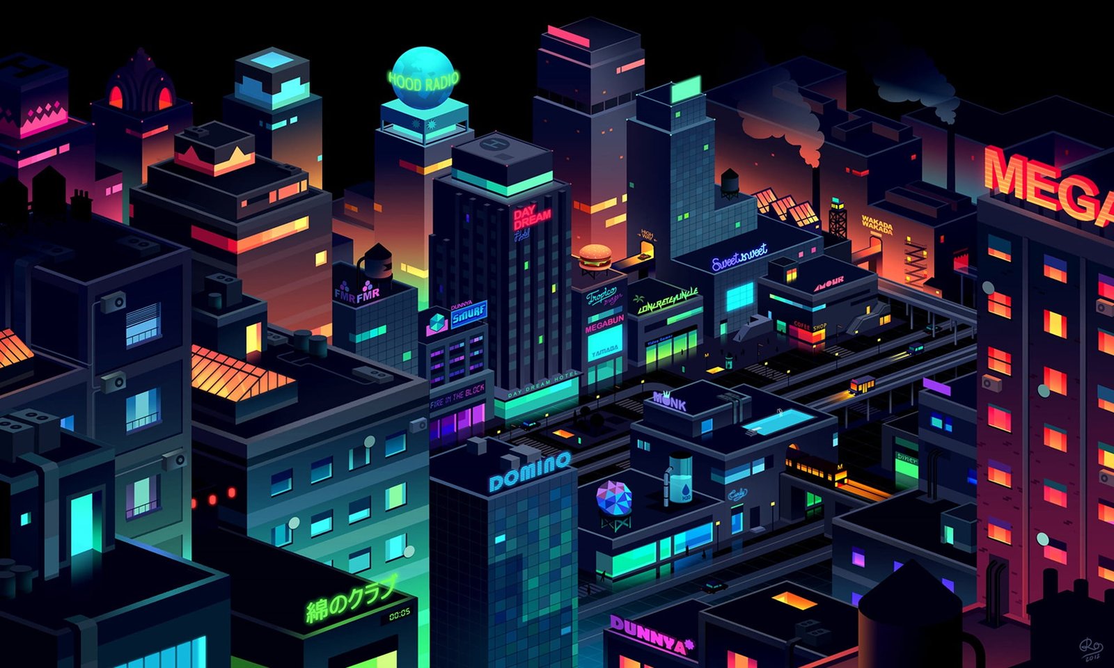 city buildings illustration during nighttime 2k
