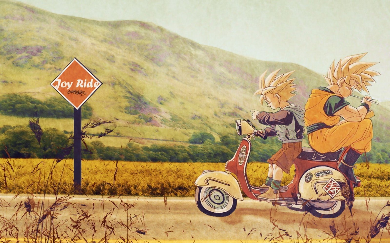 Dragon Ball Z Super Saiya Goku and Gotenks Son Gohan road 2k