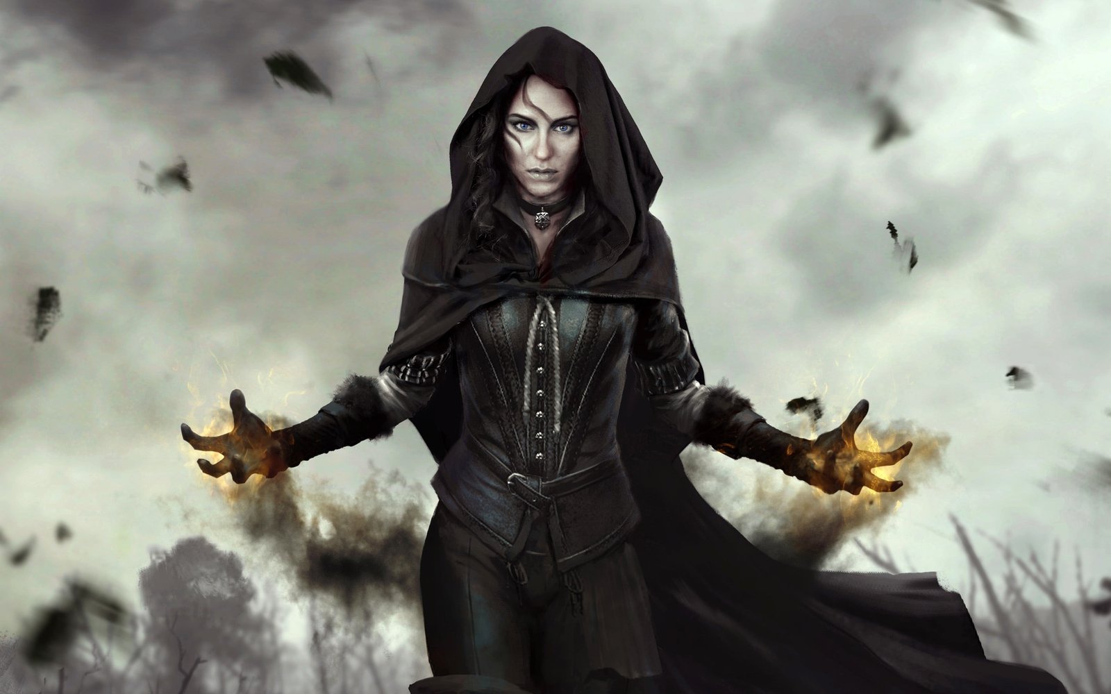 female character wearing cloak digital wallpaper The Witcher 3 Wild Hunt 2k