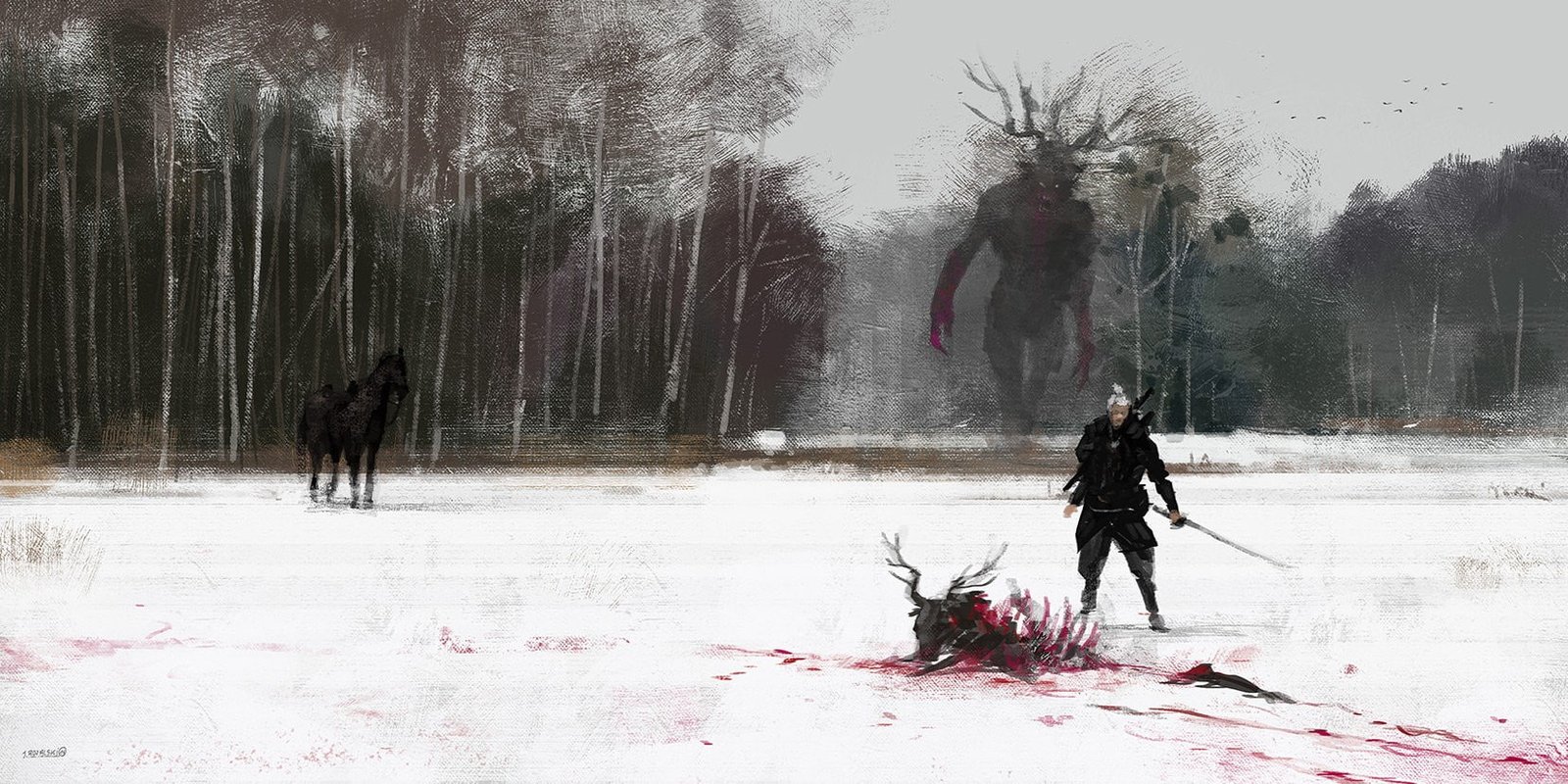 geralt of rivia the witcher winter tree cold temperature 2k