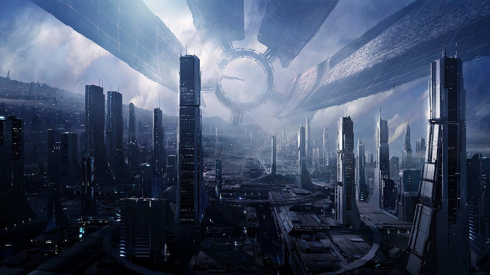 gray city buildings scale photo futuristic Mass Effect 2k