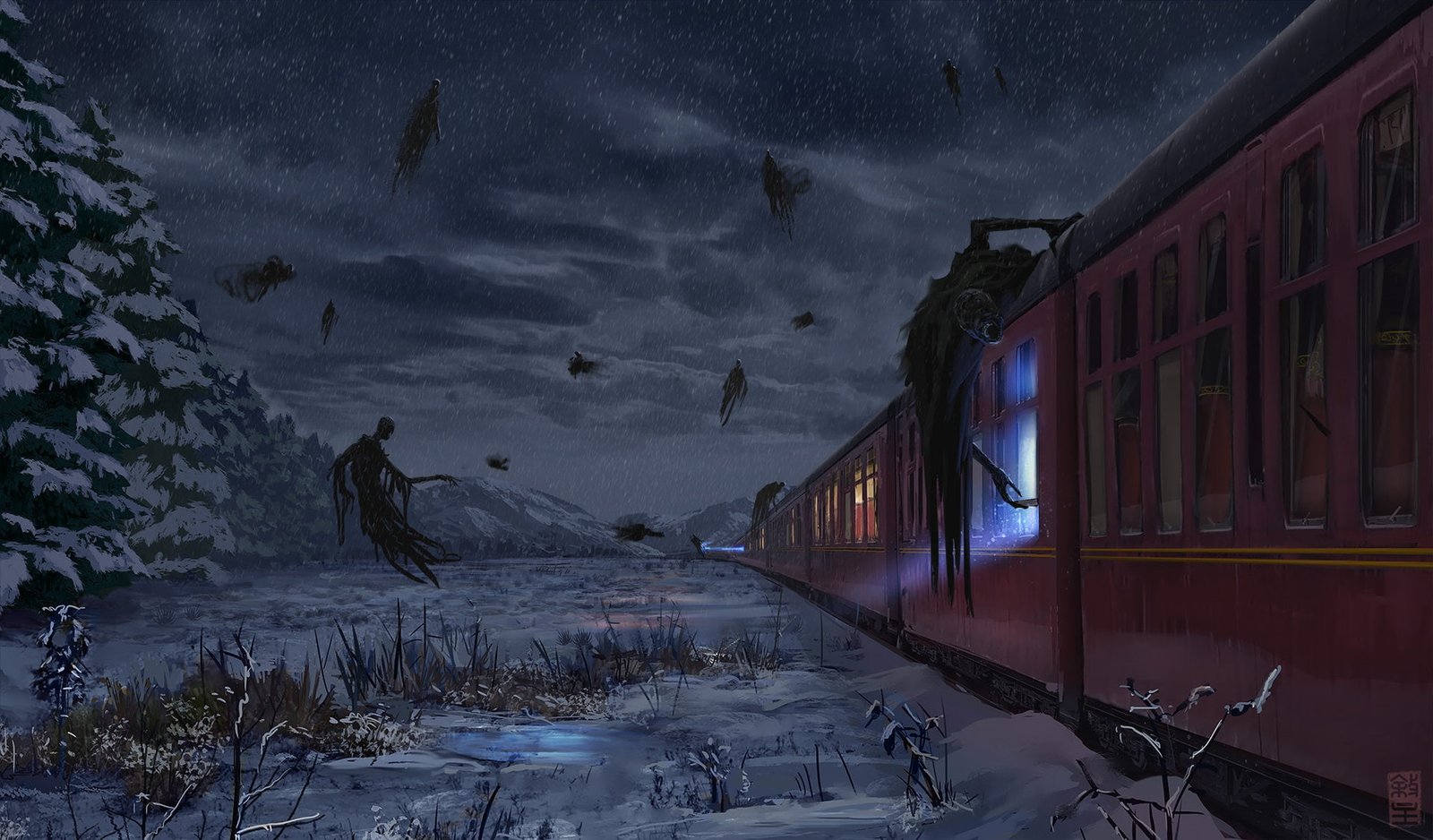 Josh Hutchinson fantasy art artwork Harry Potter Dementors 2k