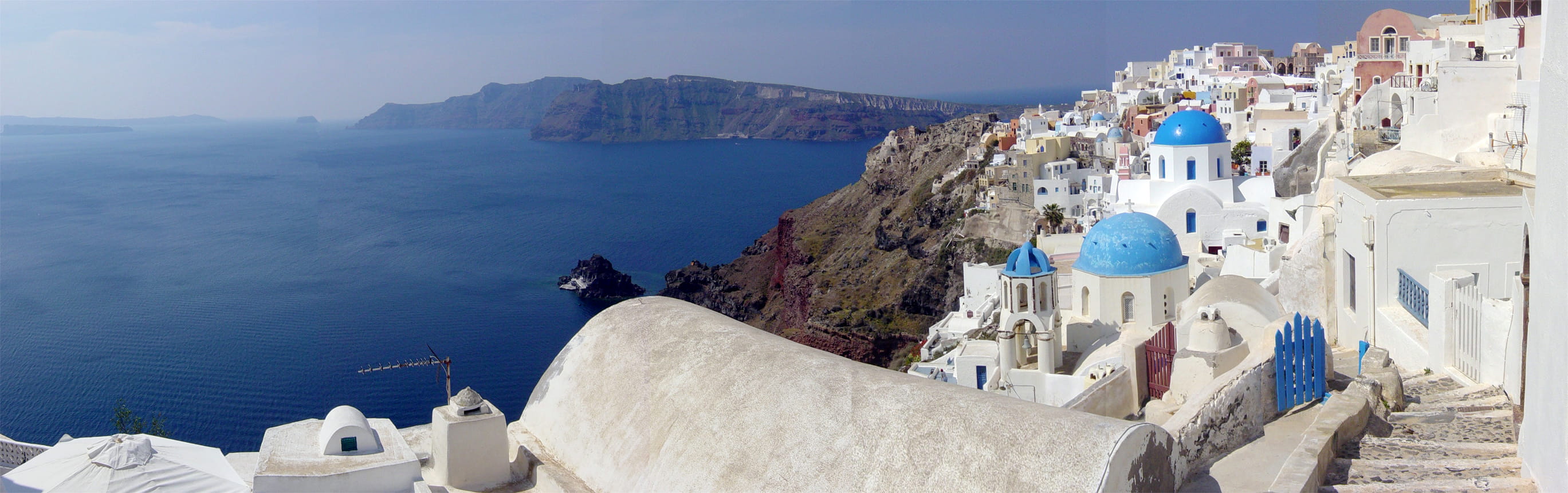 Panoramic View of Santorini Caldera from Oia photo greece lake 2k