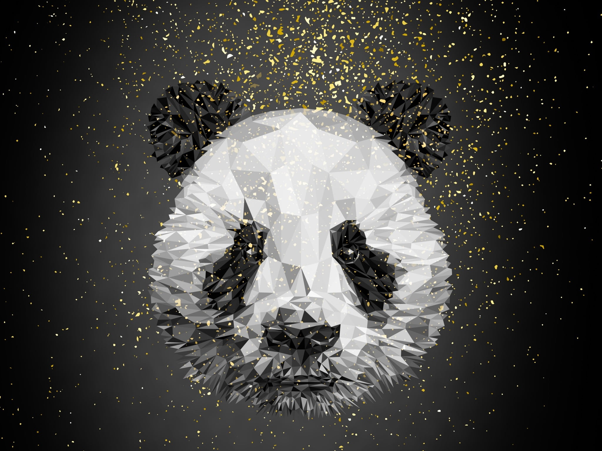 Panda abstract fantasy texture bear black white digital composite 2k
