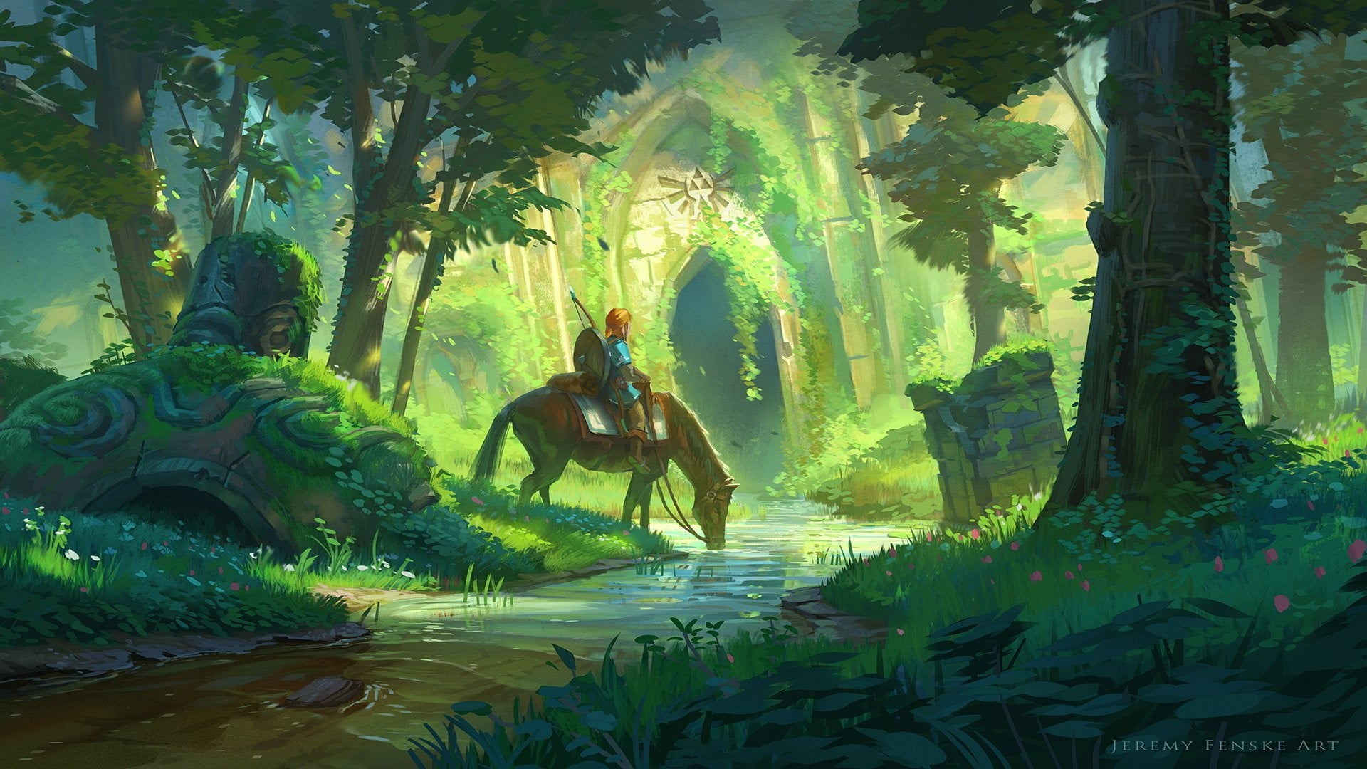 person riding horse wallpaper artwork The Legend of Zelda Breath the Wild 2k