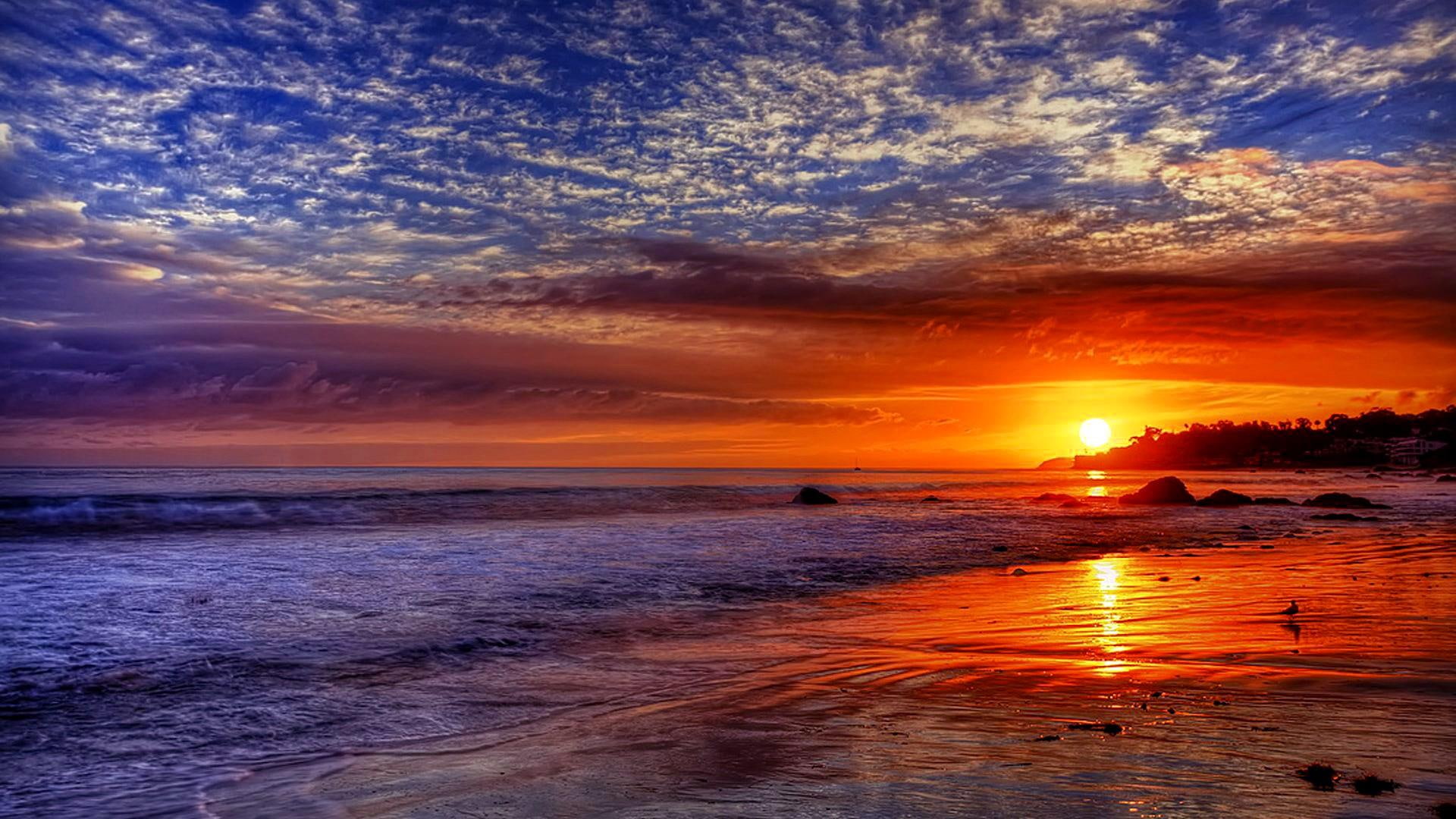 sunset red california united states sky sandy beach malibu 2k