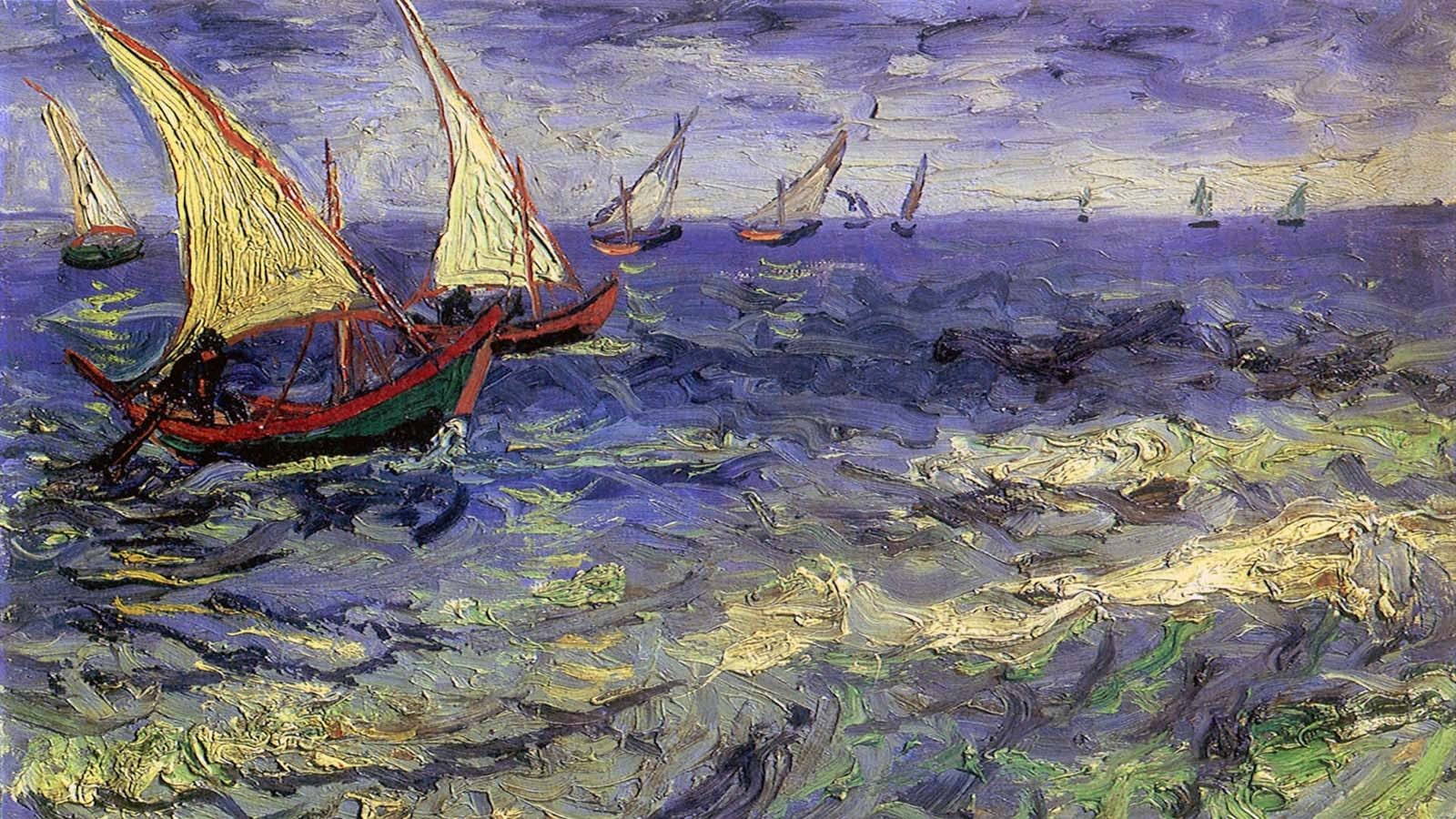 Vincent van Gogh boat painting sea artwork classic art 2k