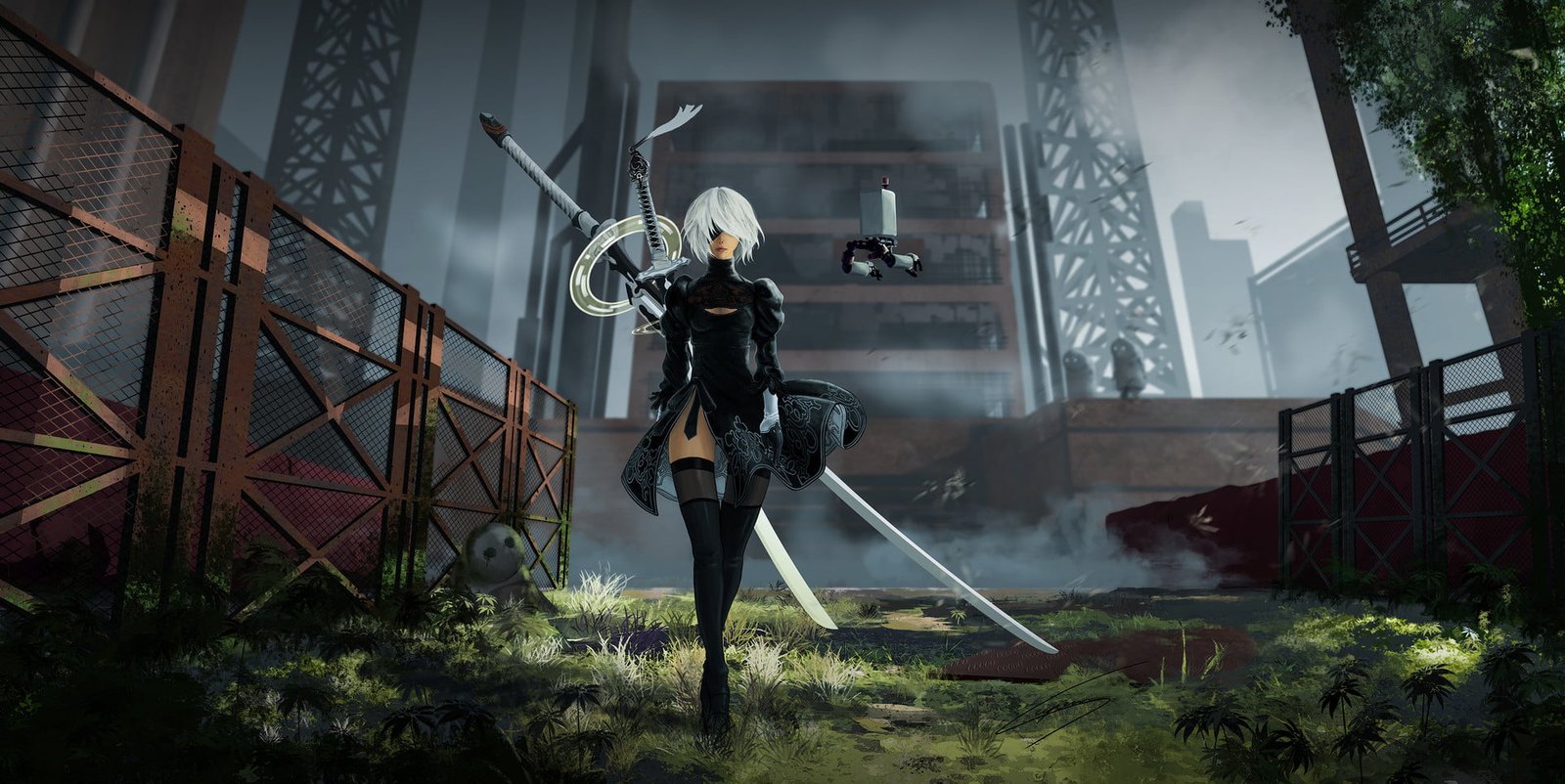 white haired female anime character illustration digital art 78 2k
