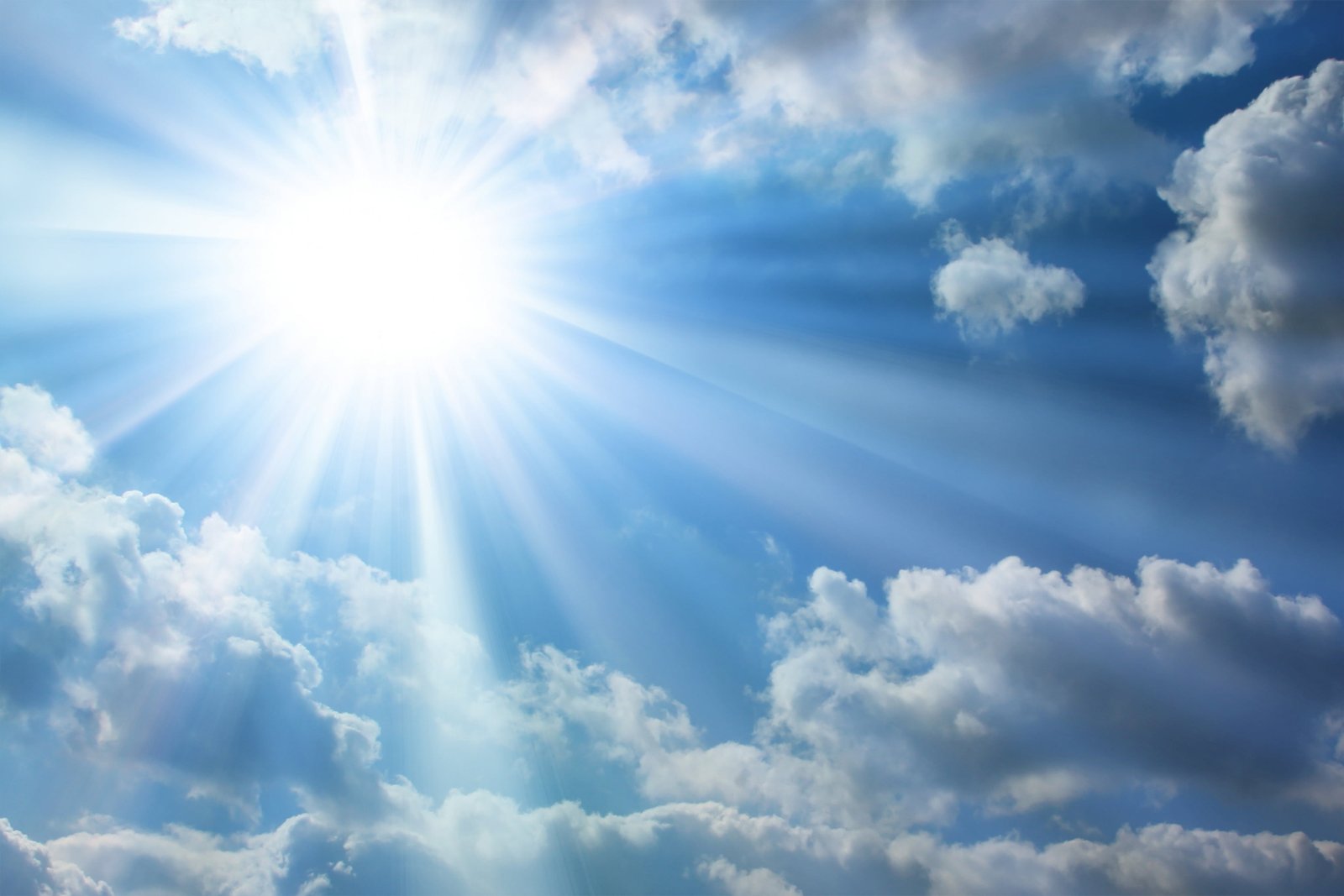 white sun the sky rays light landscapes heaven 2k