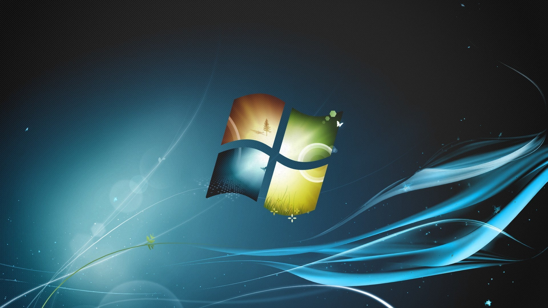 Windows wallpaper Microsoft 7 logo illuminated 2k