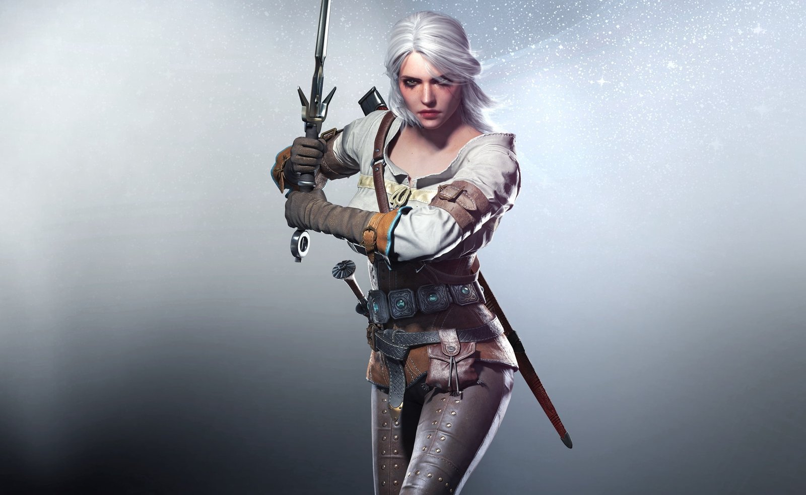 Witcher 3 Wild Hunt Ciri white haired game character illustration 2k