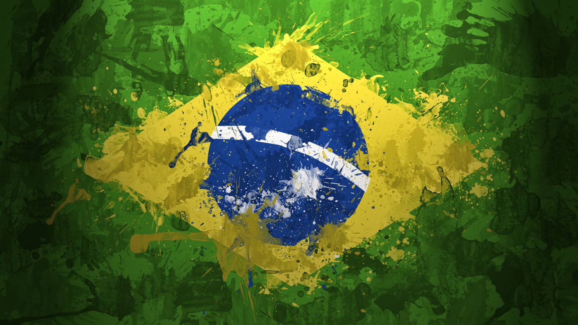 yellow blue and green logo HD wallpaper flag Brazil Brasil 2k