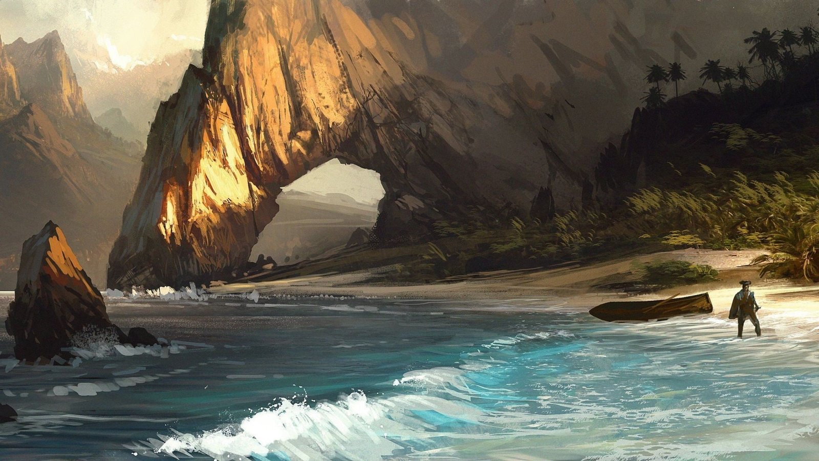 arch assassin s beach creed drawing pirate rock shore 2k