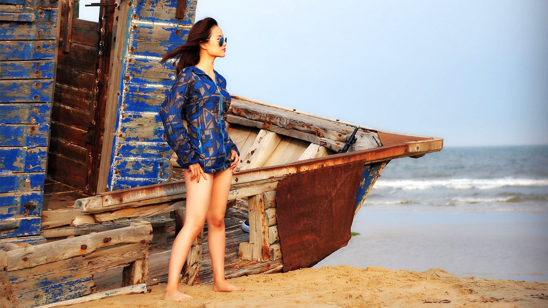 beach women outdoors sand barefoot one person young adult 2k