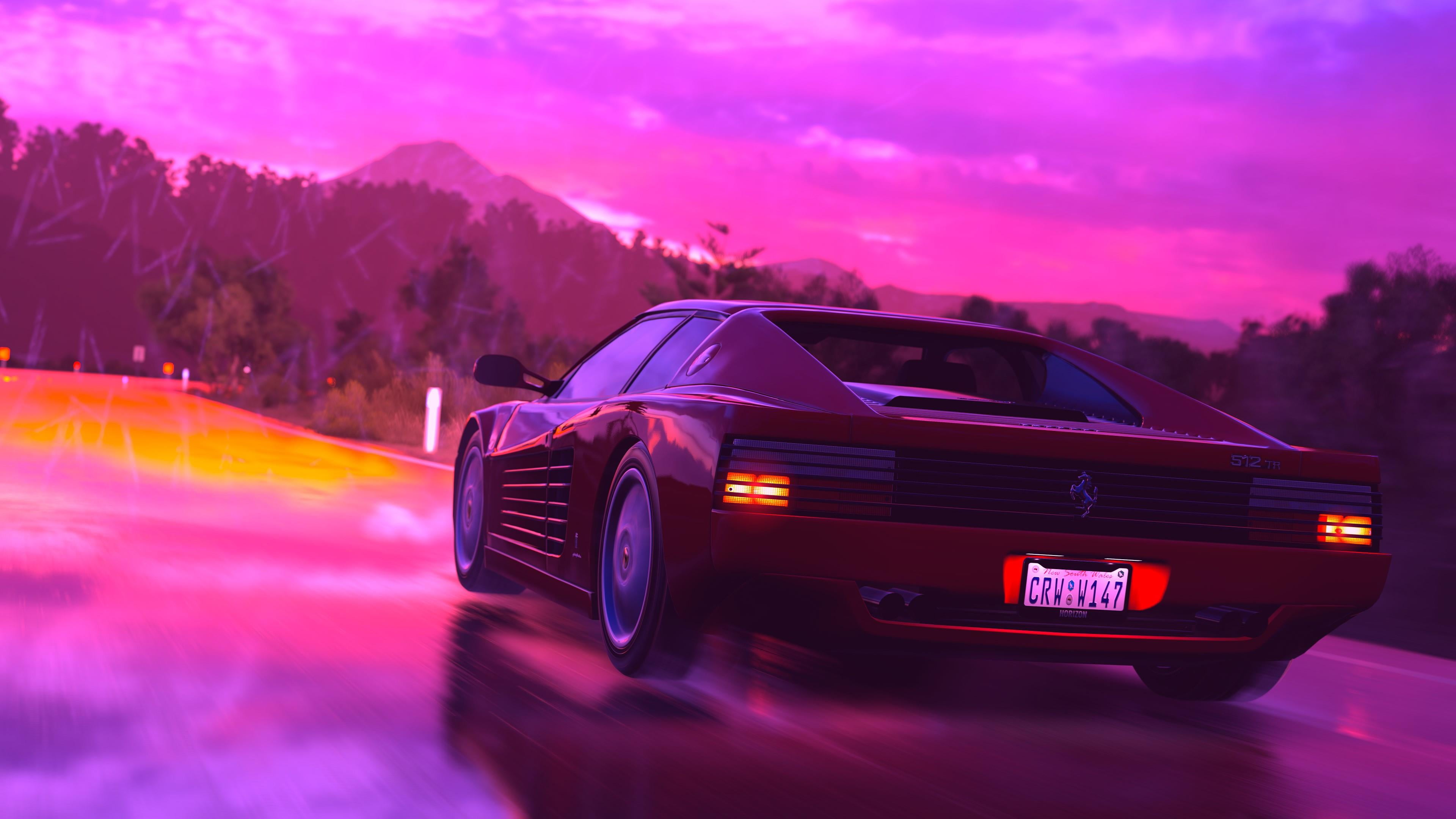 car red ferrari testarossa sports vehicle supercar 2k 4k