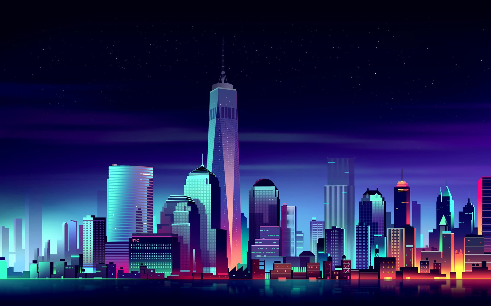 city buildings illustration during night time 2k
