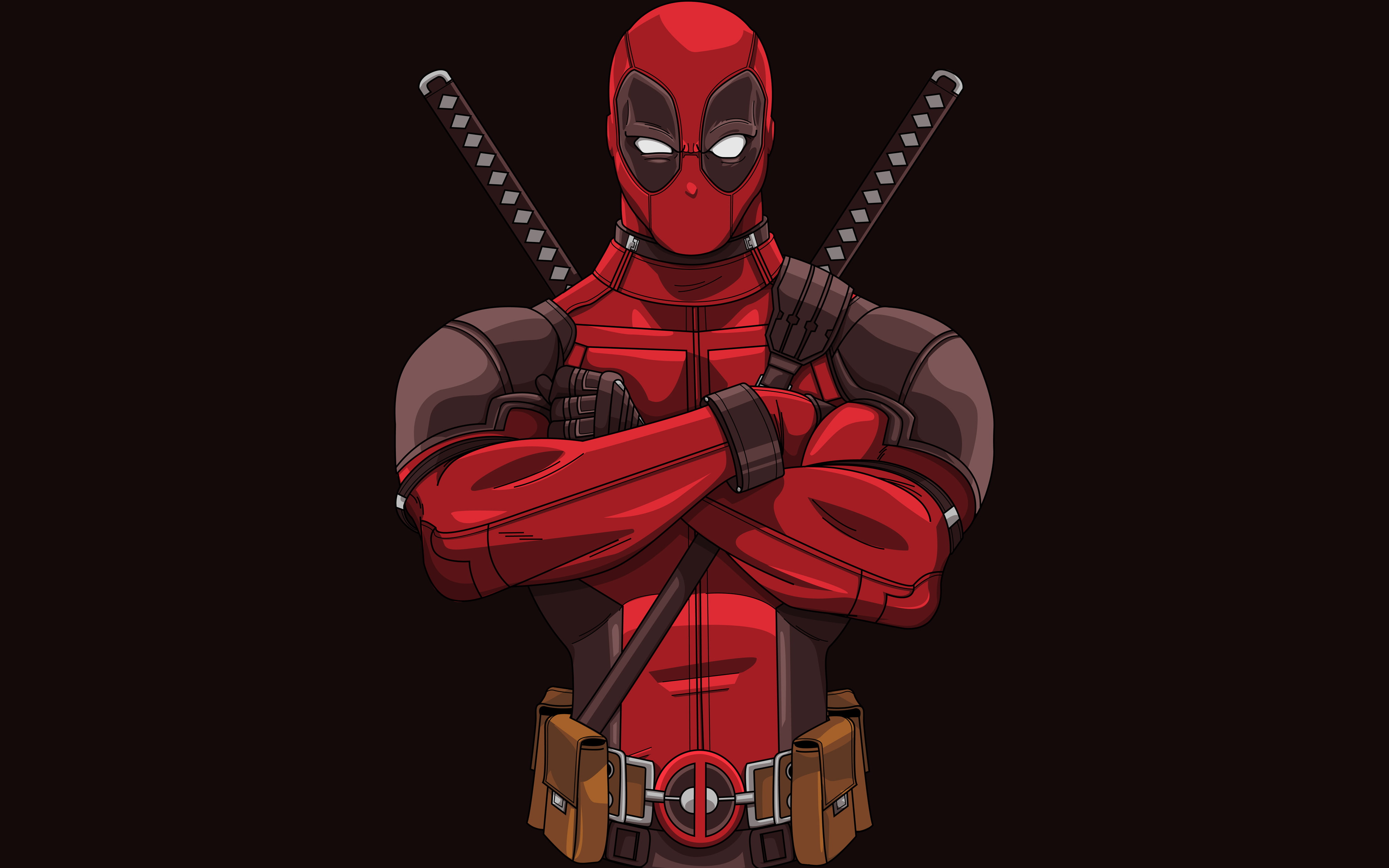 Deadpool Minimal Artwork red black background human representation 2k 4k
