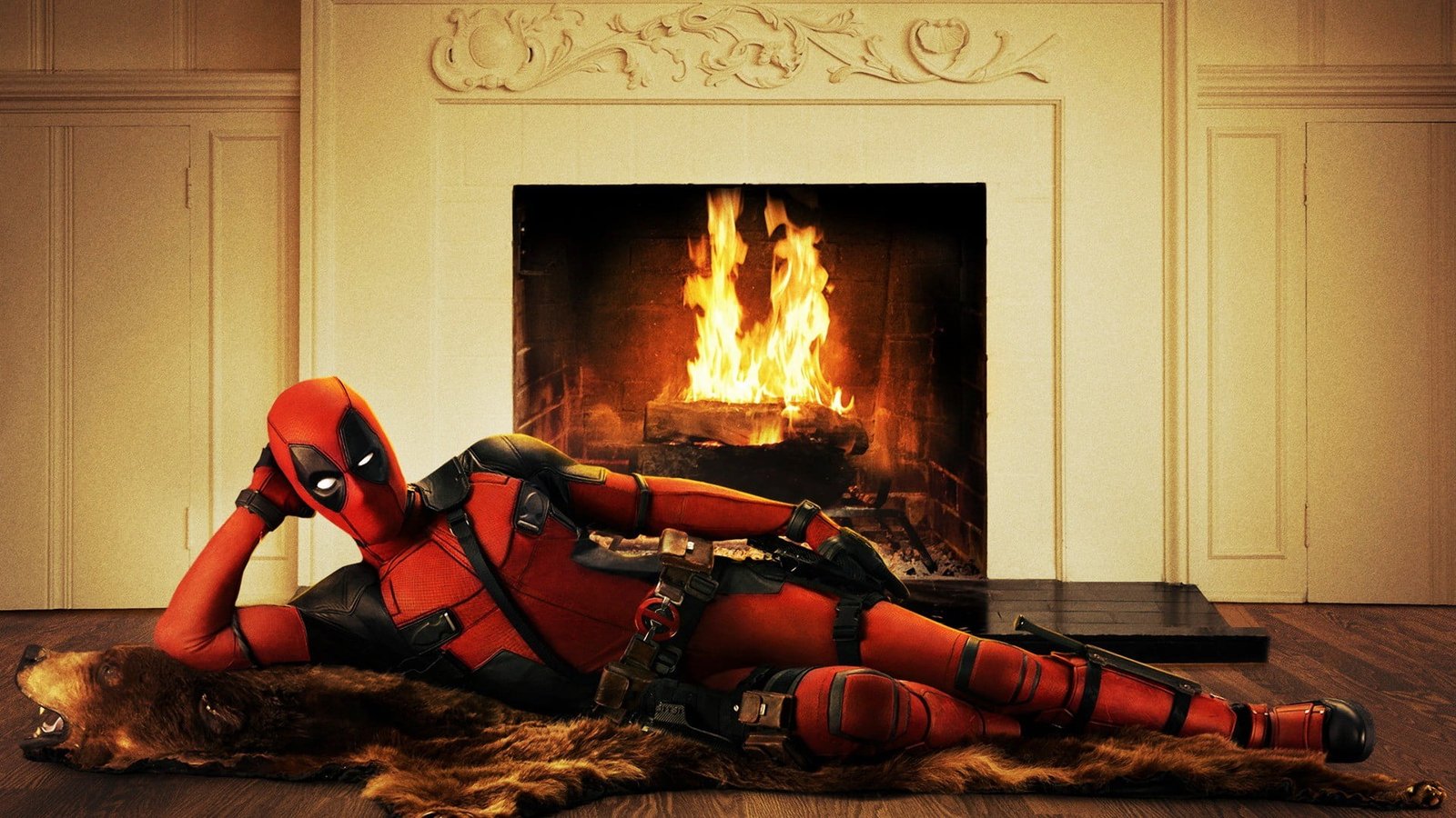 Marvel Deadpool Ryan Reynolds movies fireplace fire natural phenomenon 2k