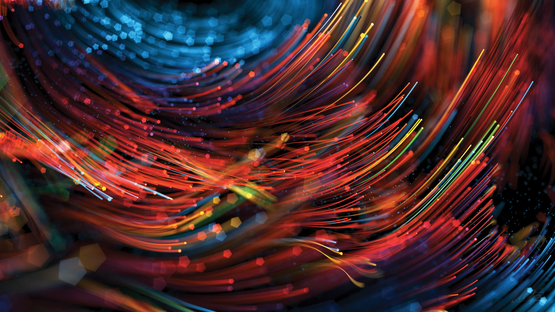 multicolored abstract illustration macro photography of red and blue strings 2k