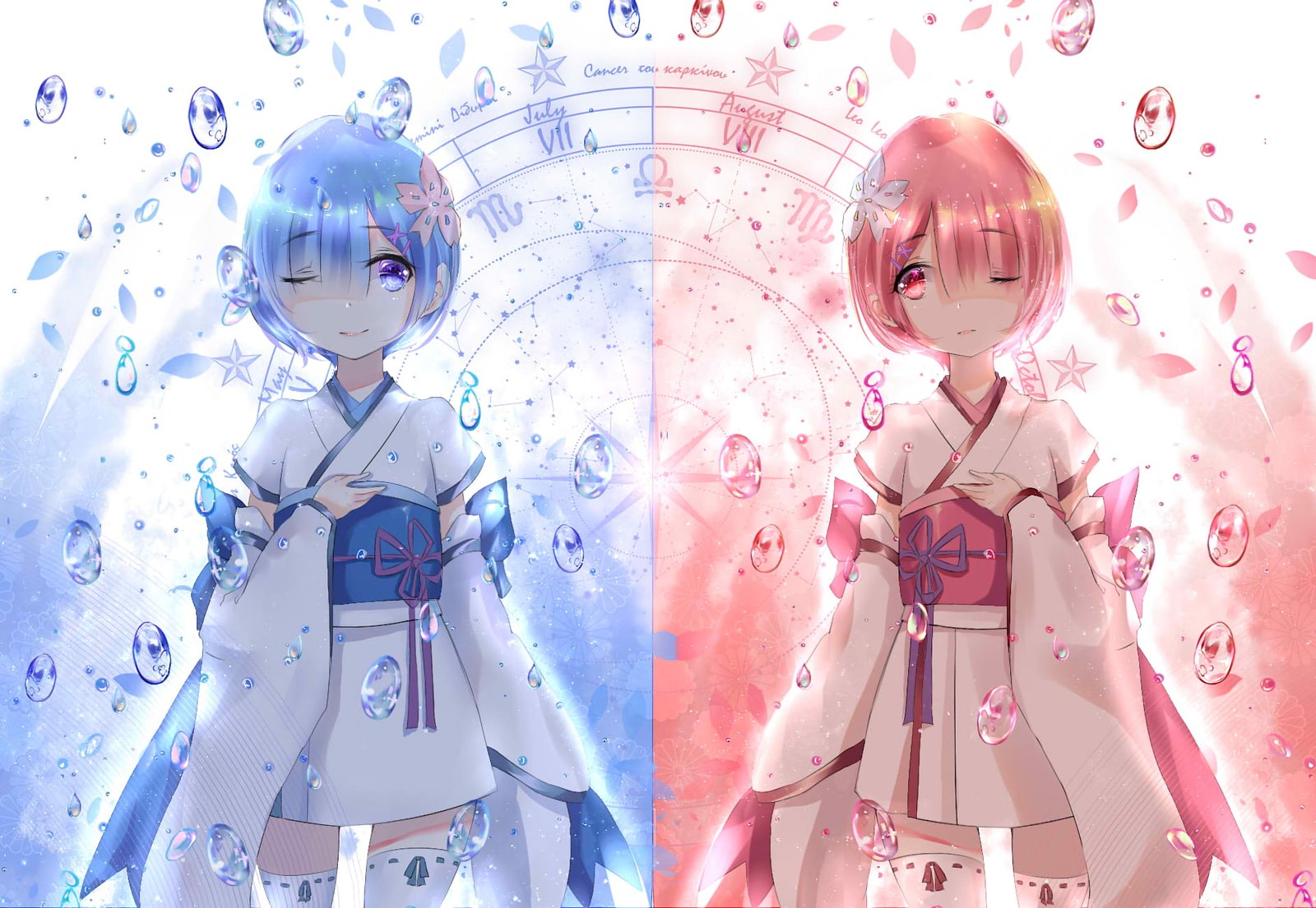 Ram and Rem of Re; Zero digital wallpaper Re Kara Hajimeru Isekai Seikatsu 2k