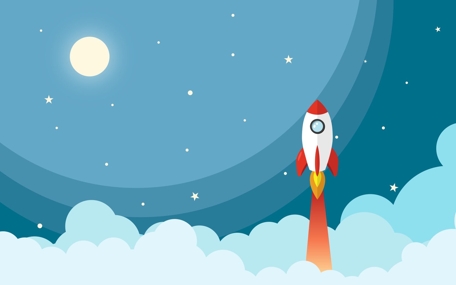 Rocket to Moon Minimal Artwork sky illuminated night 2k 4k 5k 8k