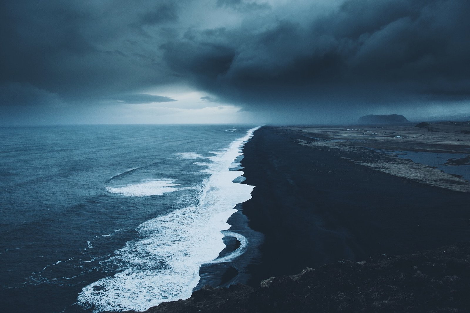 shore landscape Black Beach coast storm Iceland Daniel Casson 2k