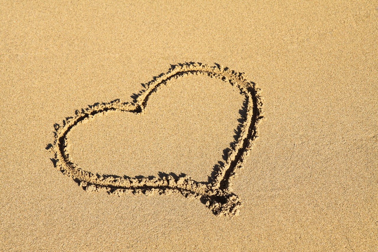beach coast heart love romance romantic sand sea shapes