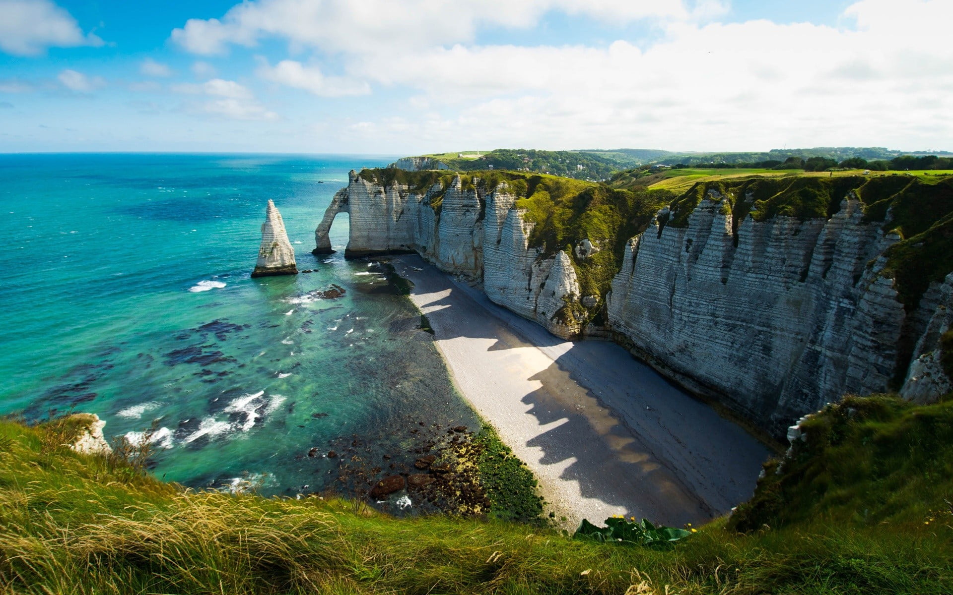brown cliff landscape tretat sea coast Normandie France 2k