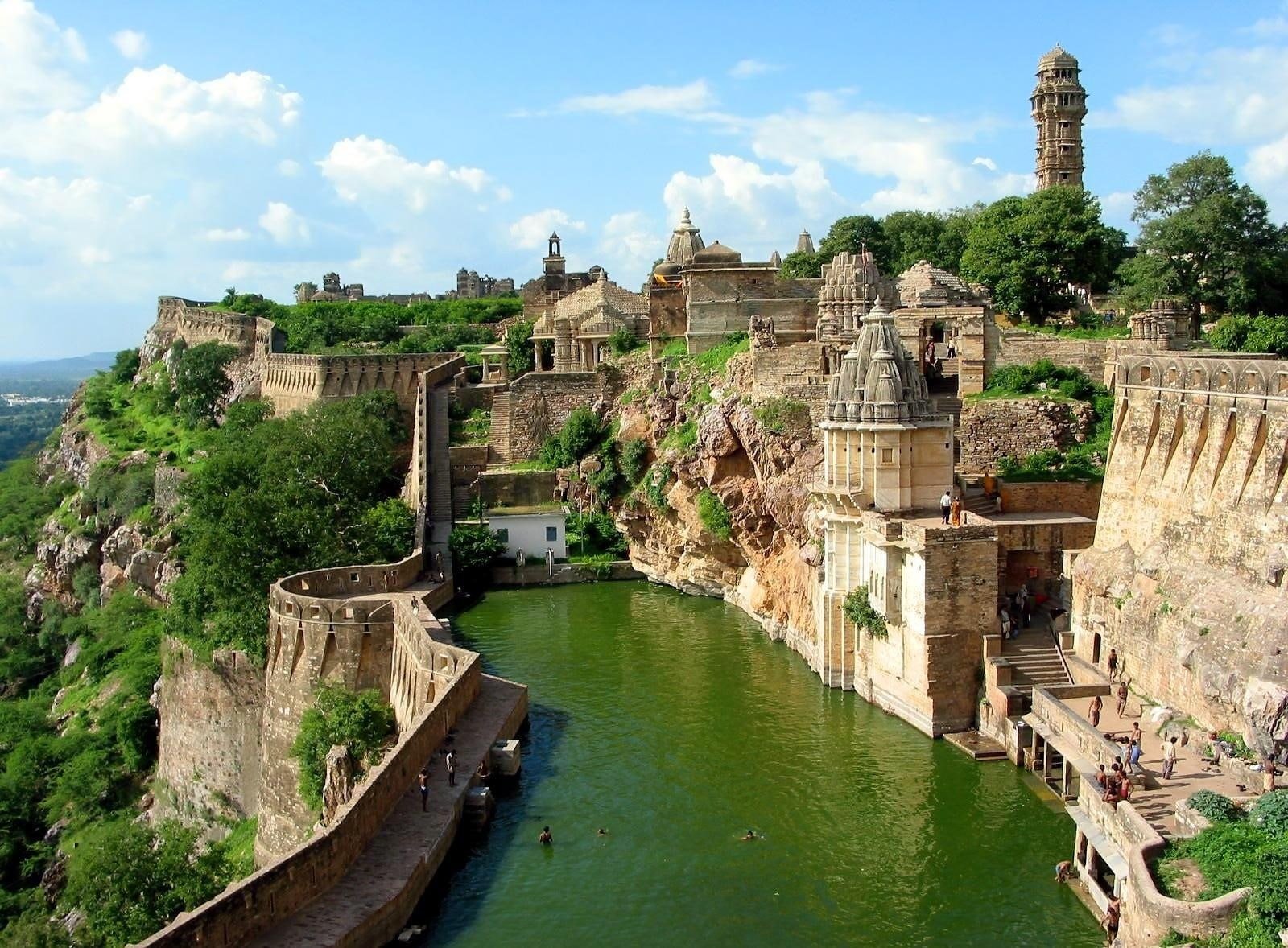castles india water pools chittorgarh fort Nature Water HD Art 2k
