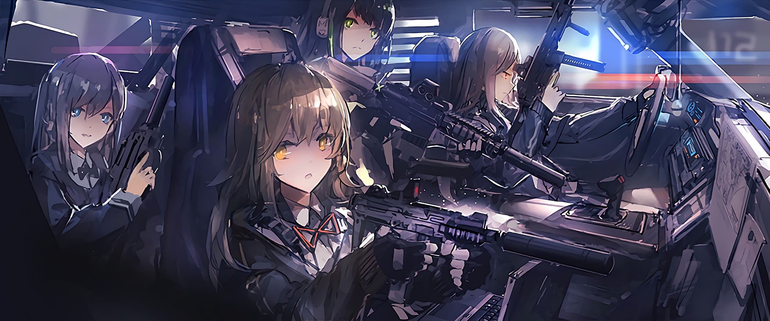 four female anime characters gun original weapon 2k