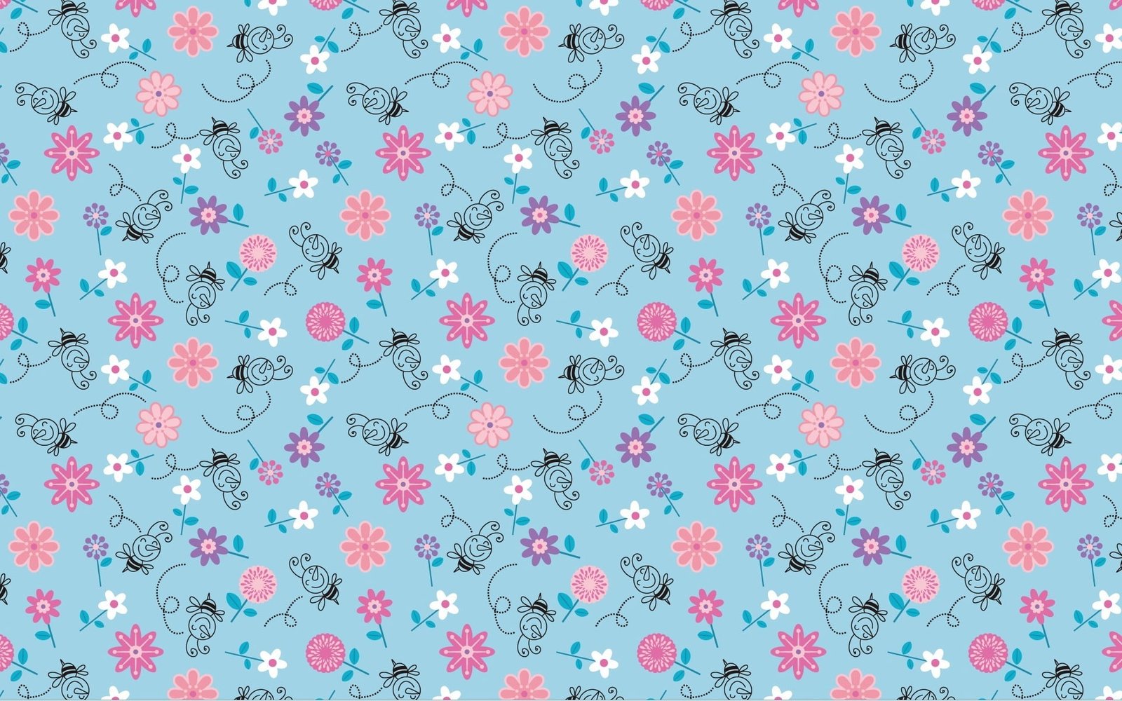 pink and blue floral wallpaper color background texture pattern 2k