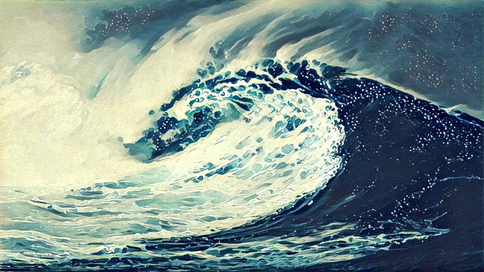tidal wave painting waves sea drawing artwork water motion 2k