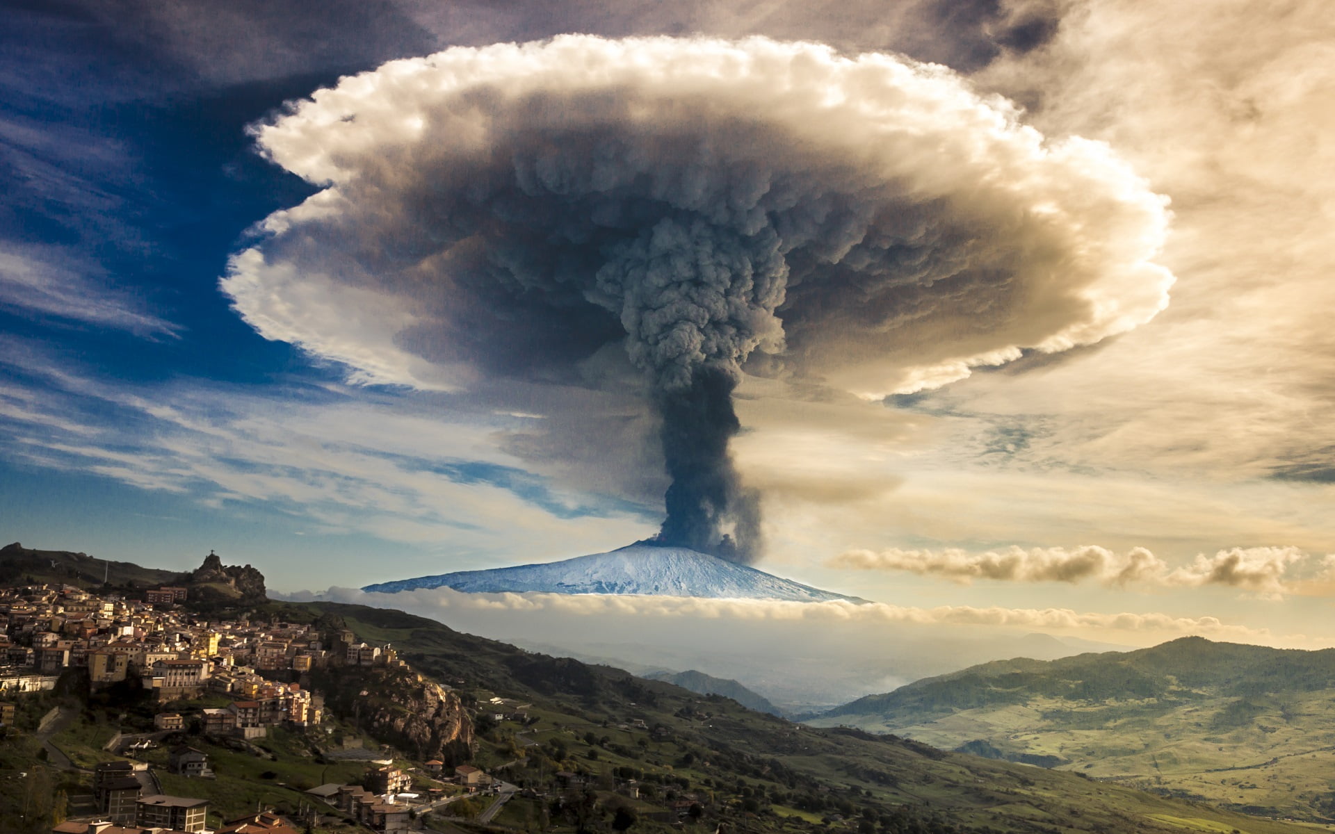volcano eruption eruptions nature landscape mountains mushroom clouds 2k
