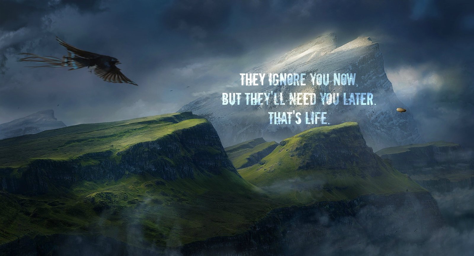 green mountain with text overlay nature landscape birds animals 2k