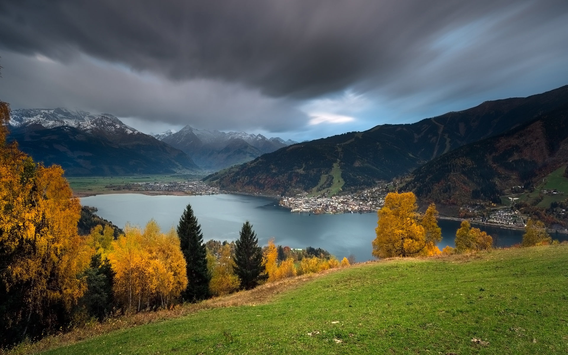 Austria scenery mountains lake autumn 2k