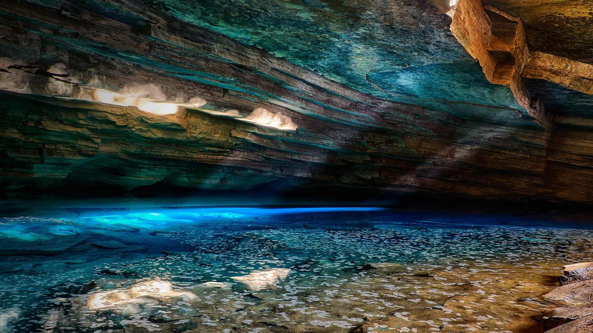 blue cave crystal clear unique place bahia brazil chapada diamantina national park 2k