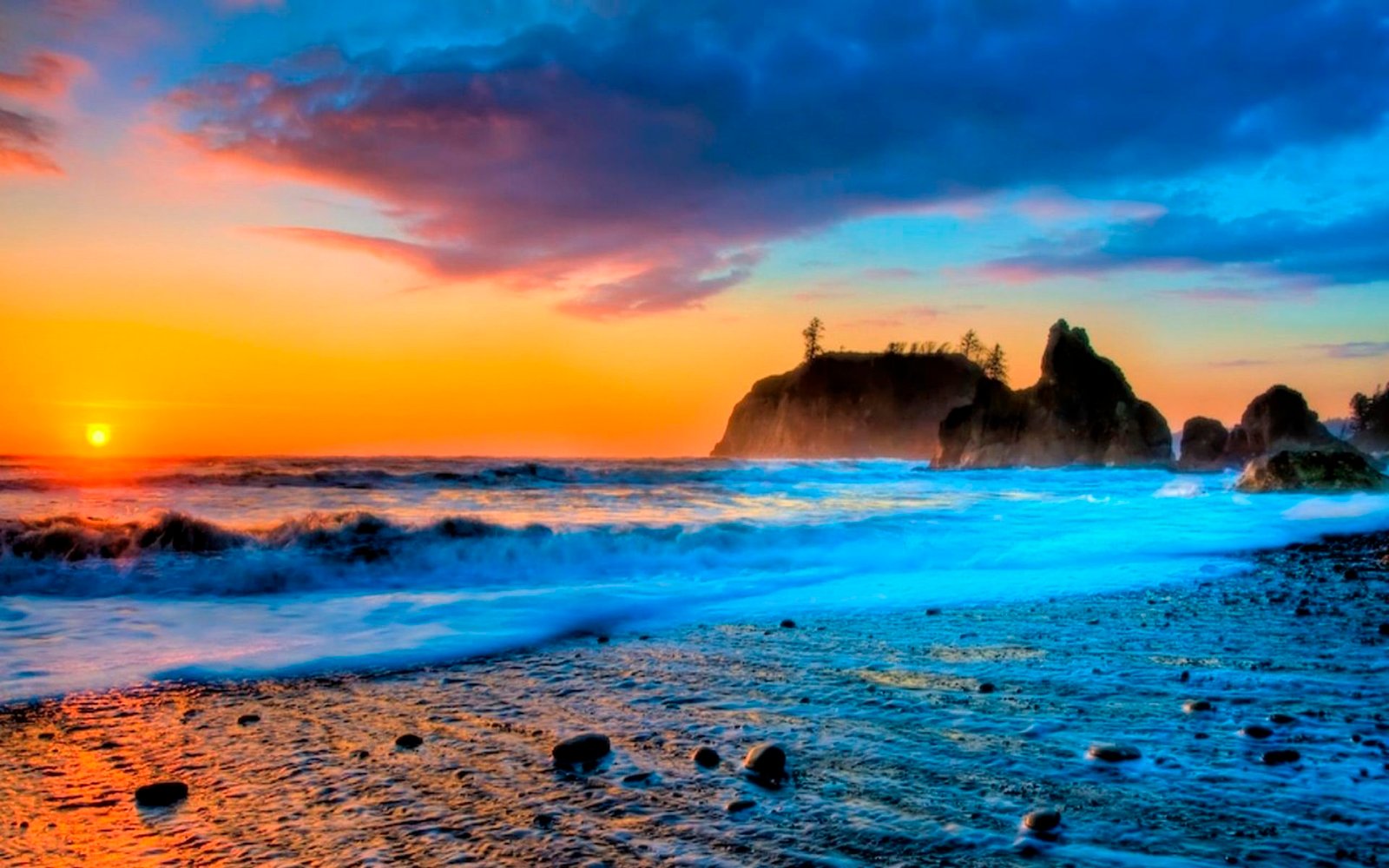 Gorgeous Beach Sunset Hdr Hd Wallpaper 2k