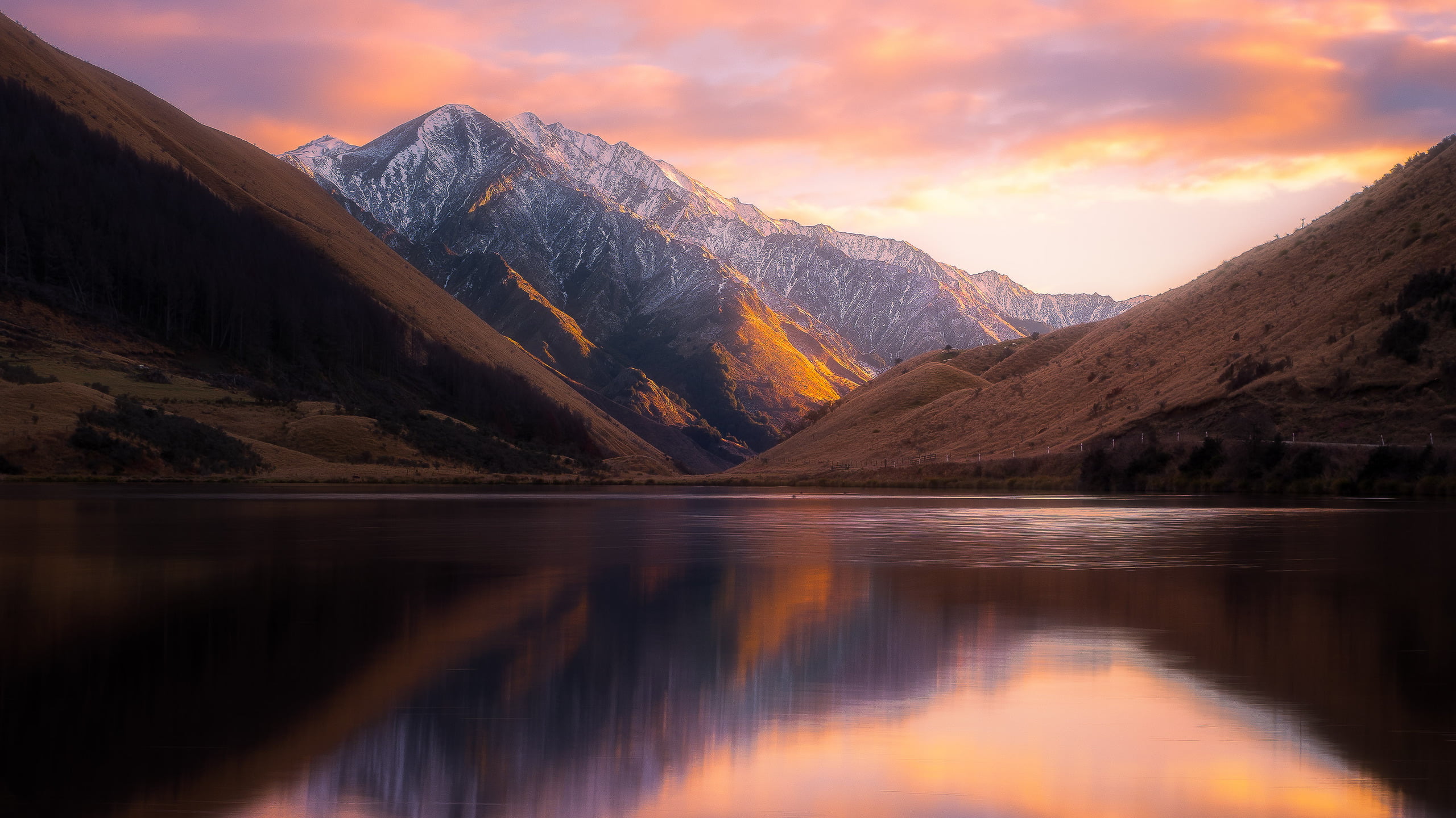 mountain lake Kirkpatrick New Zealand mountains sunset nature 2k