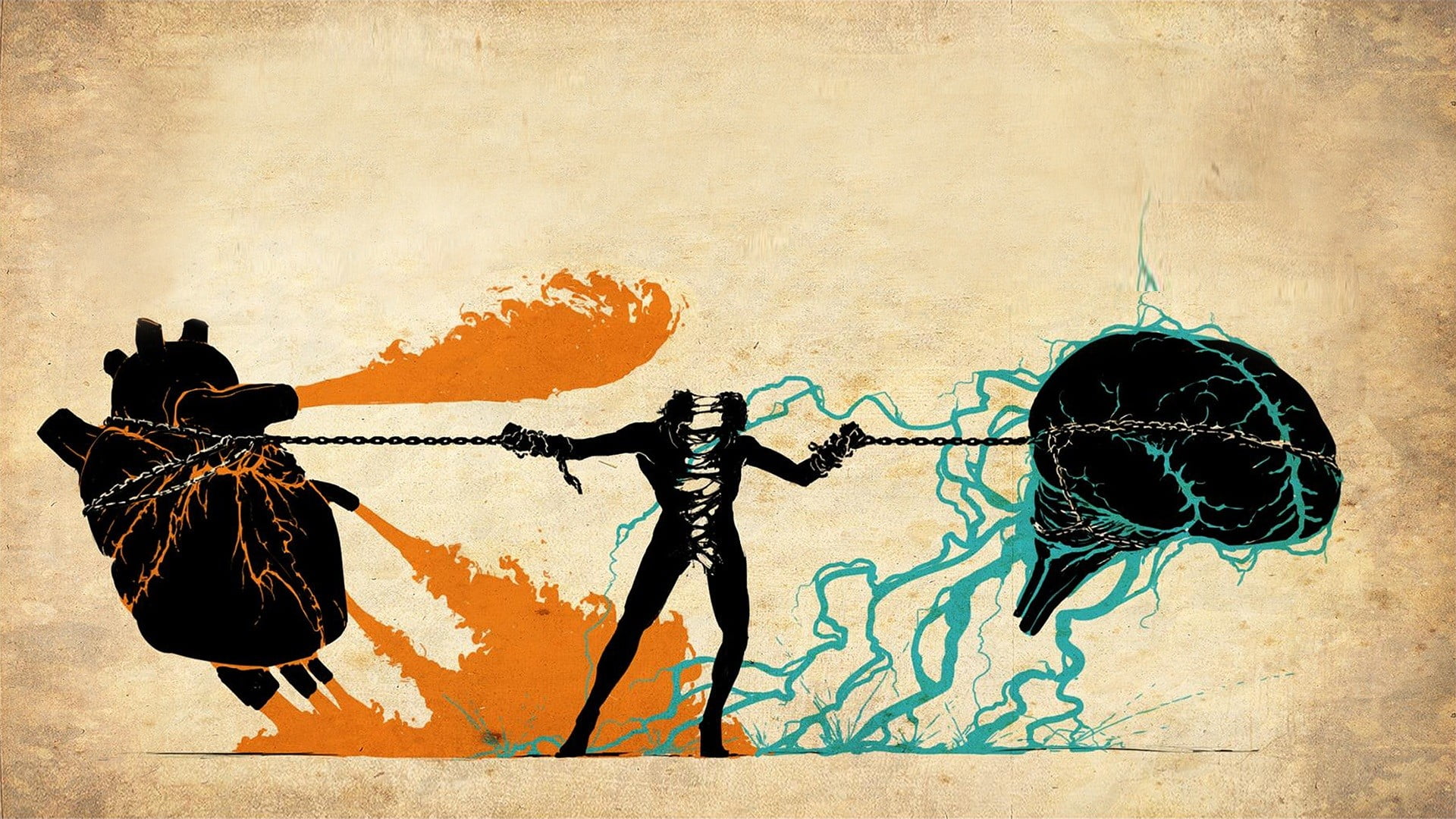 person holding brain and heart illustration abstract painting about 2k