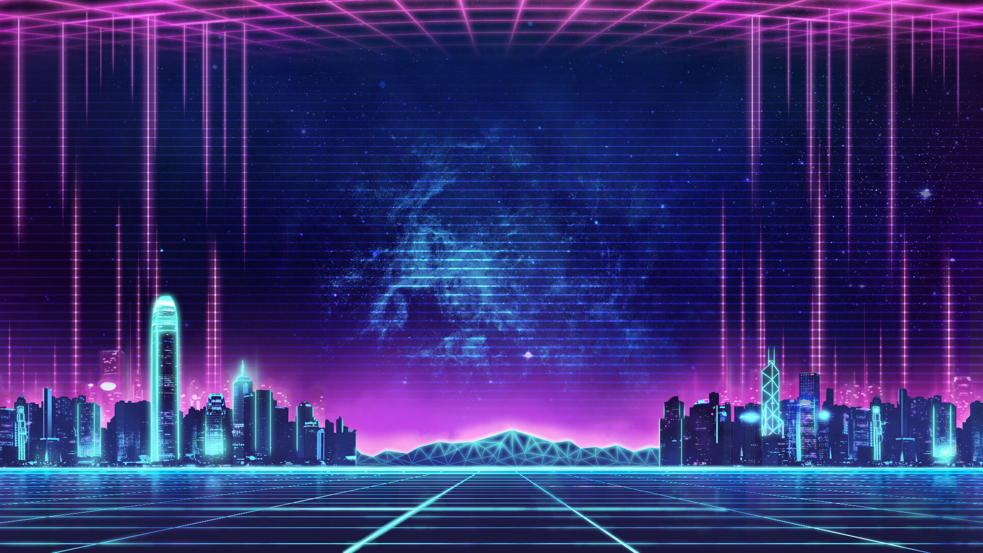 synthwave music retro neon city Others architecture built structure 2k