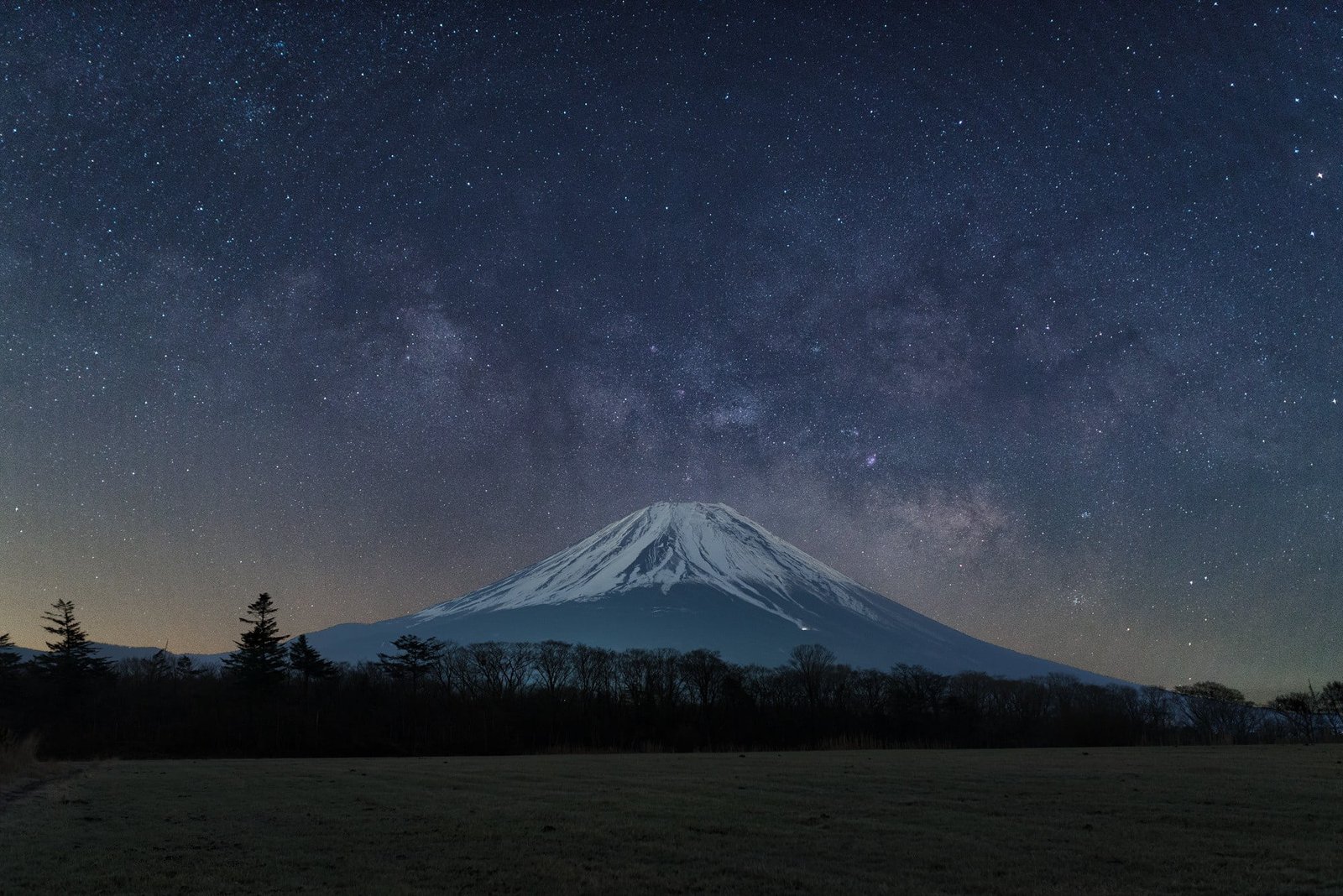 gray mountain Mount Fuji nature mountains sky Japan night 2k