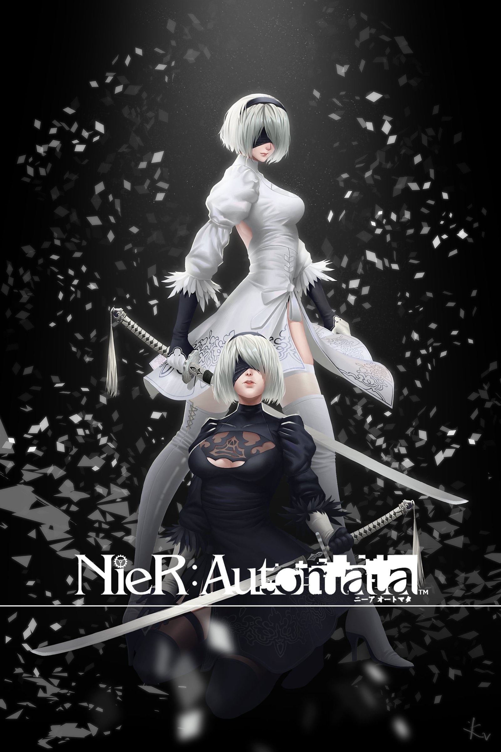 Nier Automata anime character dress heels cleavage 2k