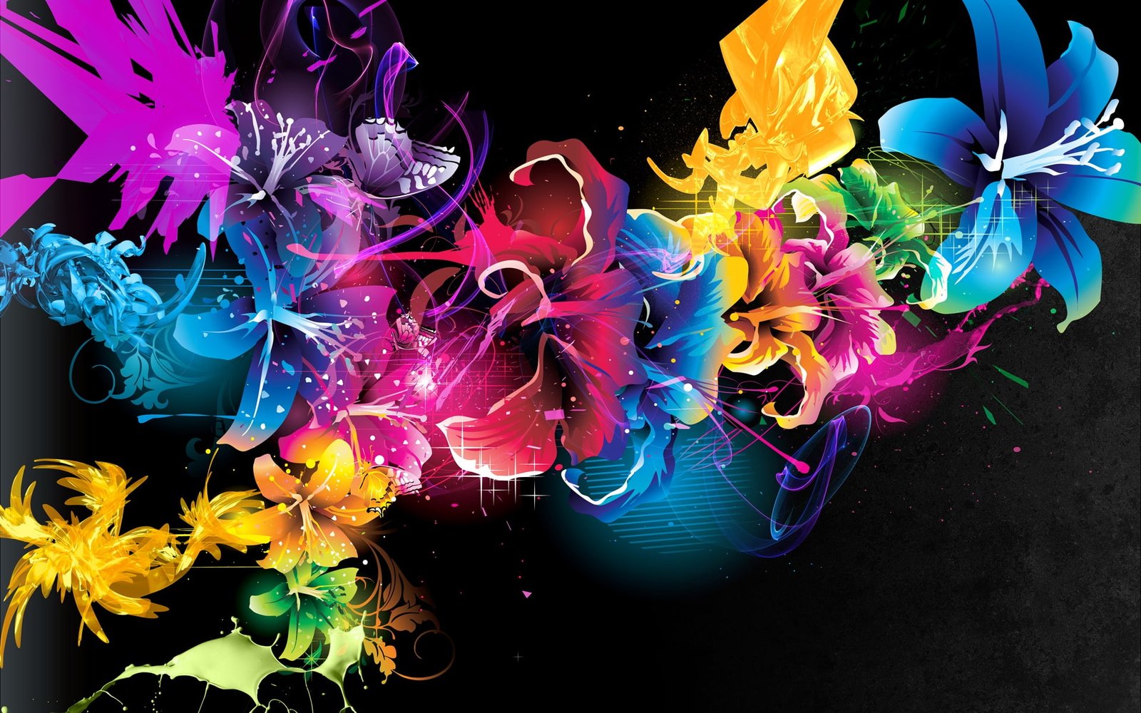 Abstract patterns lines colors flowers assorted color of flower illustration 2k
