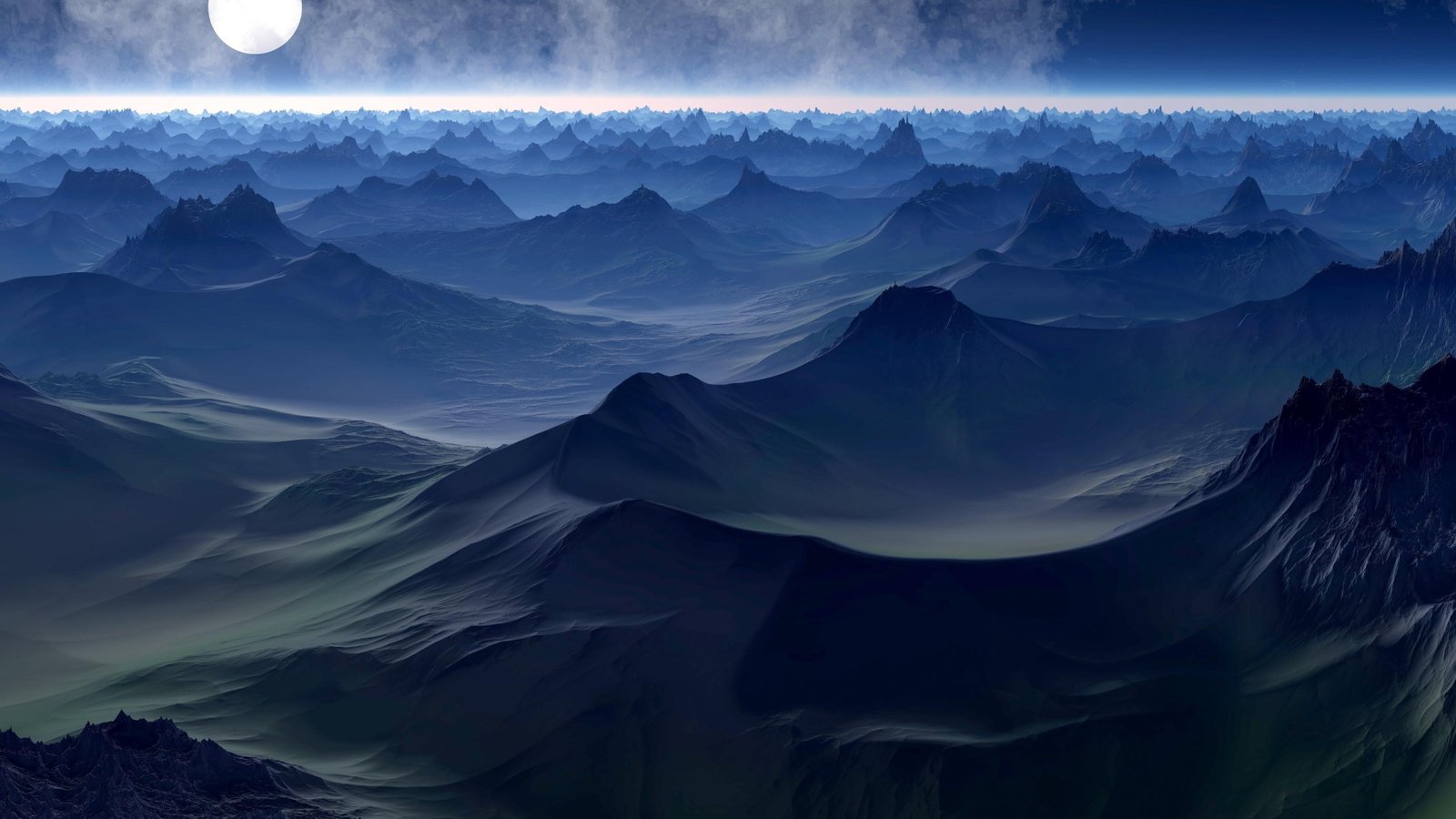 landscape mountains fantasy art surface night moon sky 2k 4k