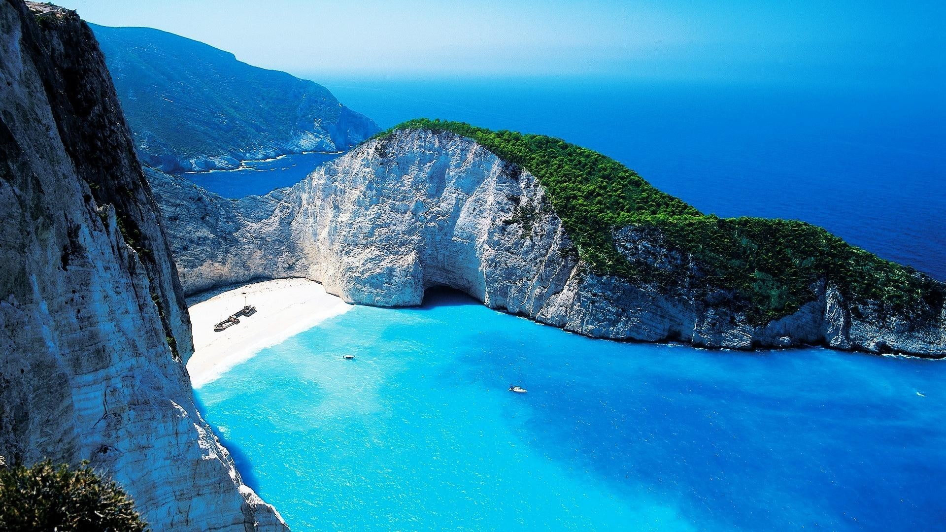 navagio beach Zakynthos Greek Greece sea mountains island 2k