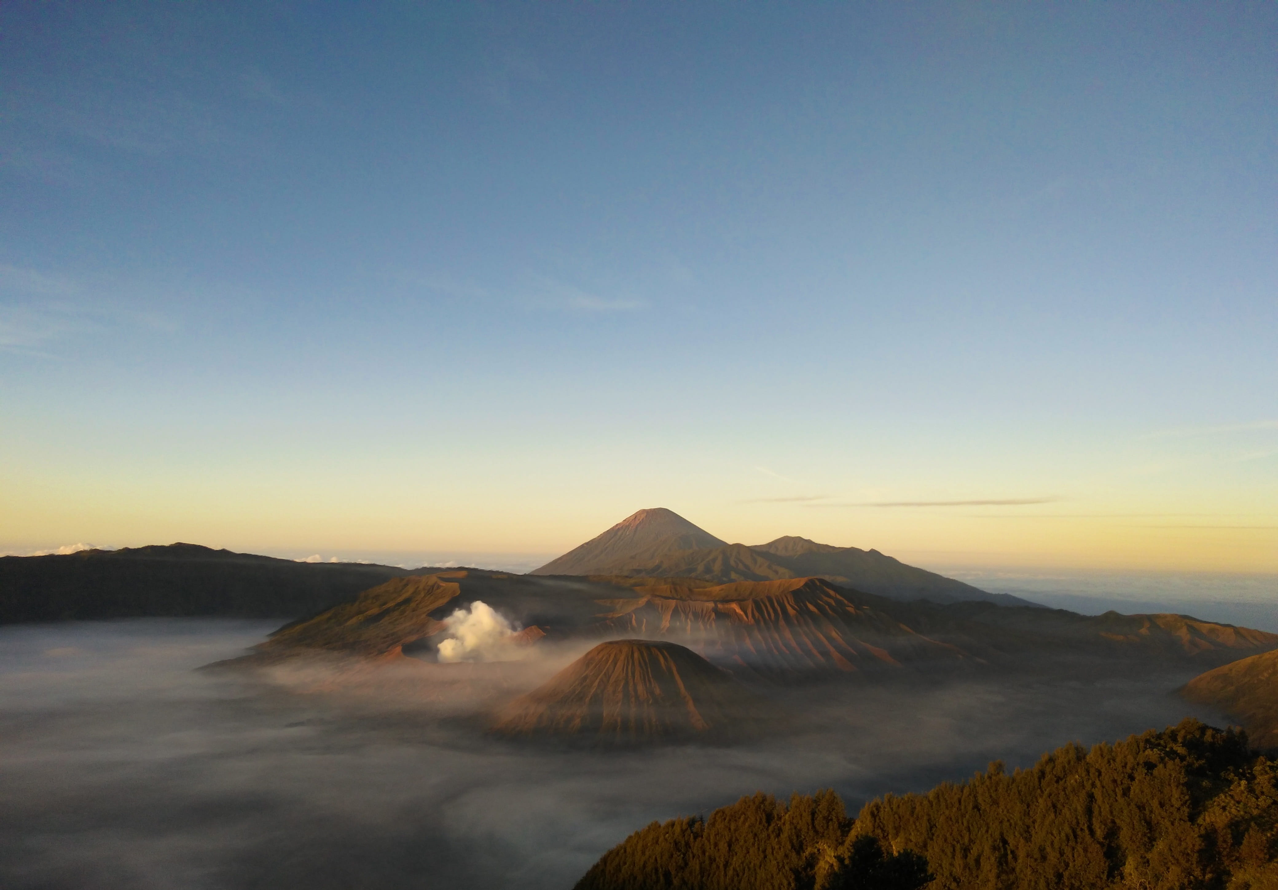 Volcano Mount Bromo Semeru mountain landscape fog 2k 4k