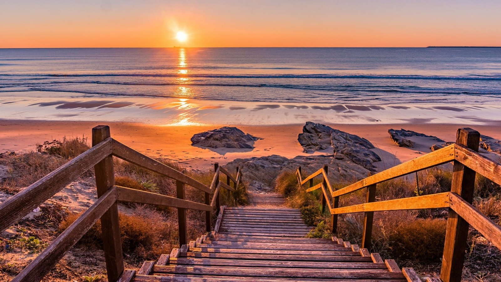 wood europe portugal beach dusk boardwalk sunlight dawn 2k